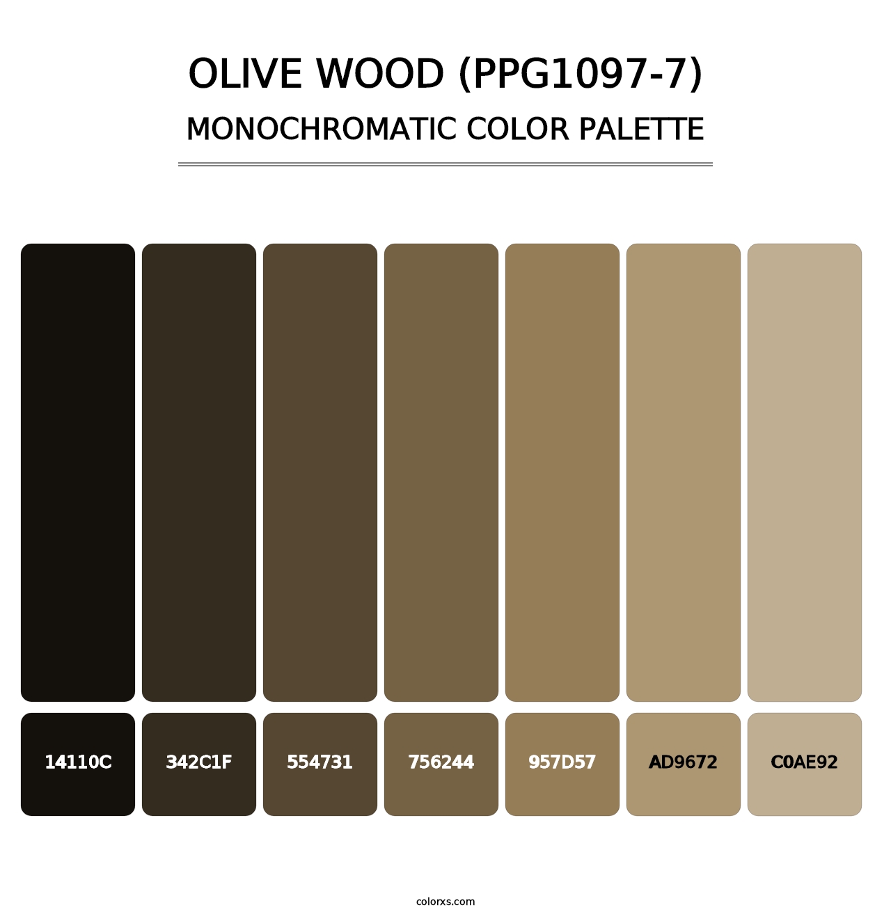 Olive Wood (PPG1097-7) - Monochromatic Color Palette