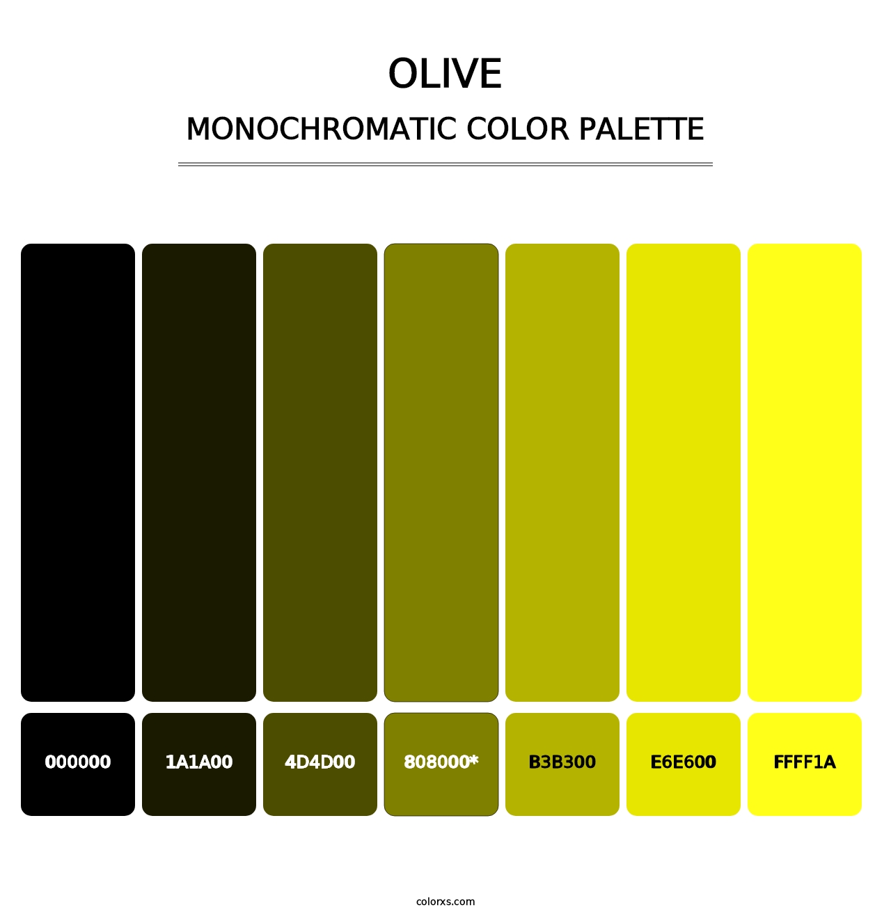 Olive - Monochromatic Color Palette