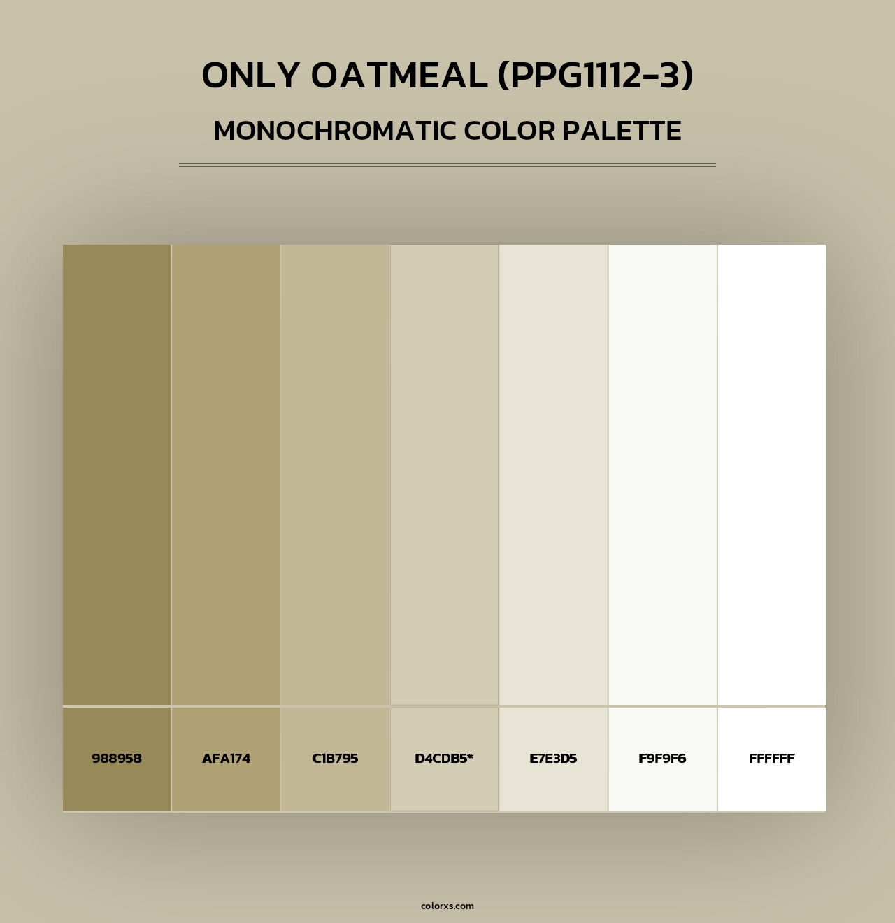 Only Oatmeal (PPG1112-3) - Monochromatic Color Palette