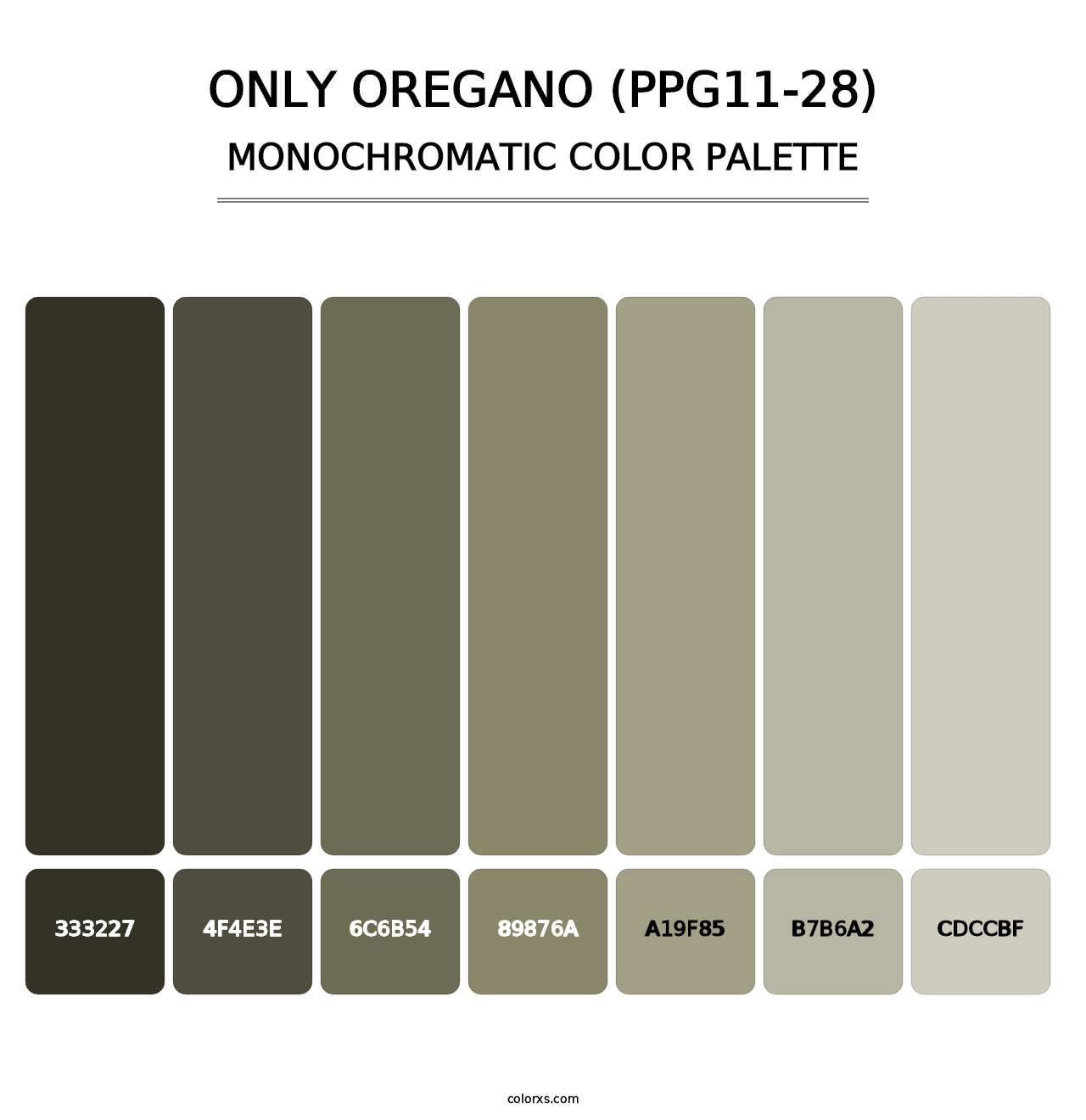 Only Oregano (PPG11-28) - Monochromatic Color Palette