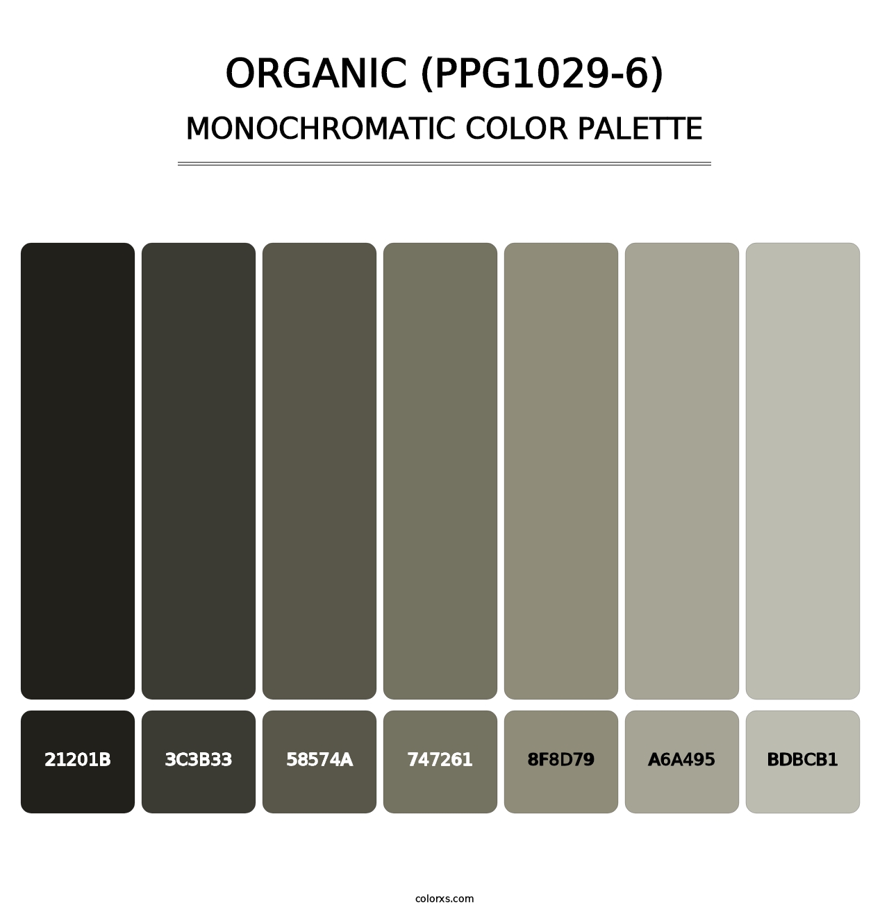Organic (PPG1029-6) - Monochromatic Color Palette
