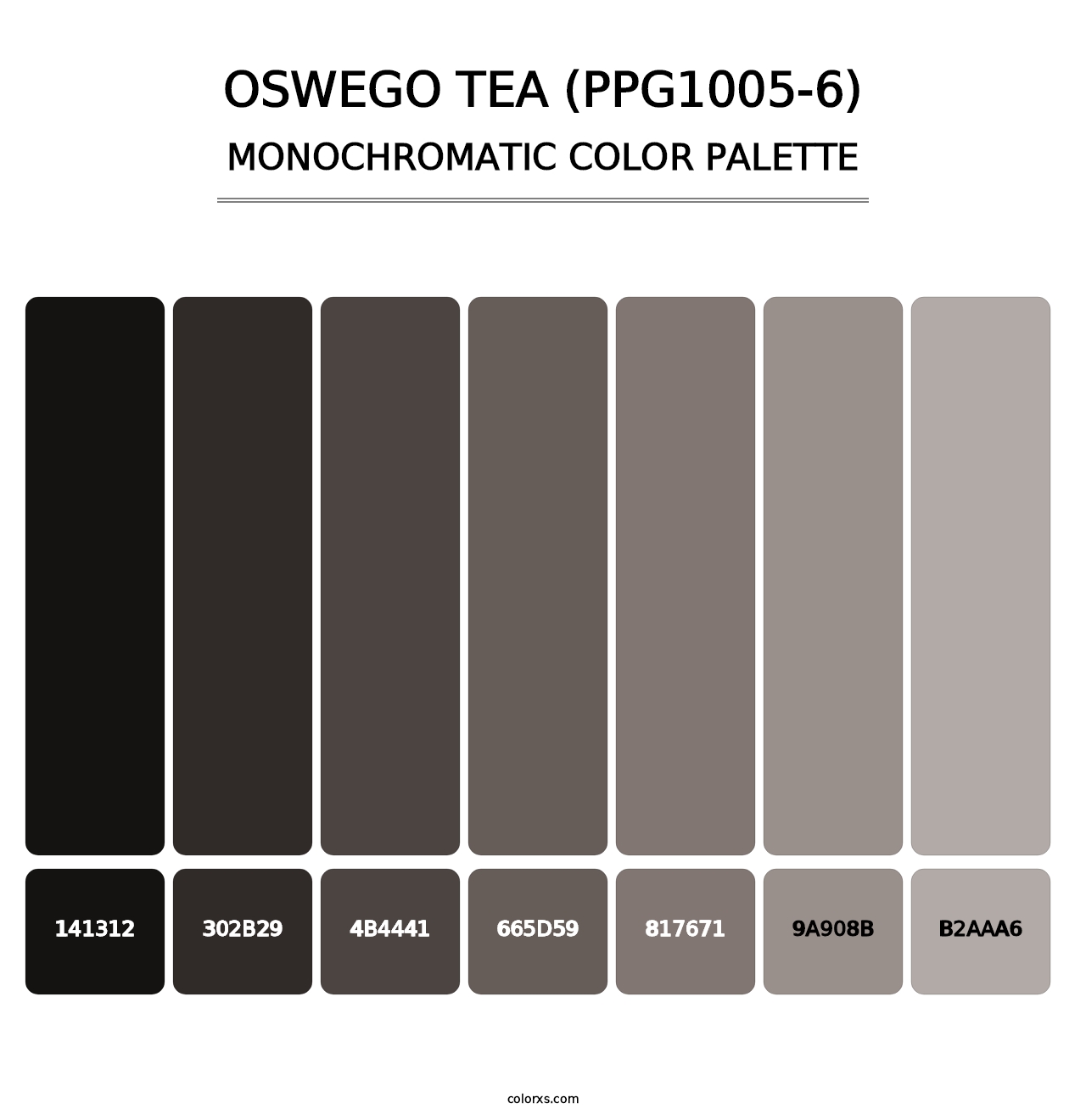 Oswego Tea (PPG1005-6) - Monochromatic Color Palette