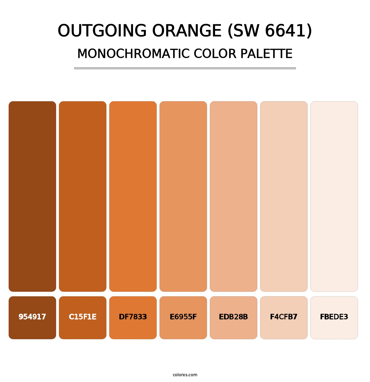 Outgoing Orange (SW 6641) - Monochromatic Color Palette