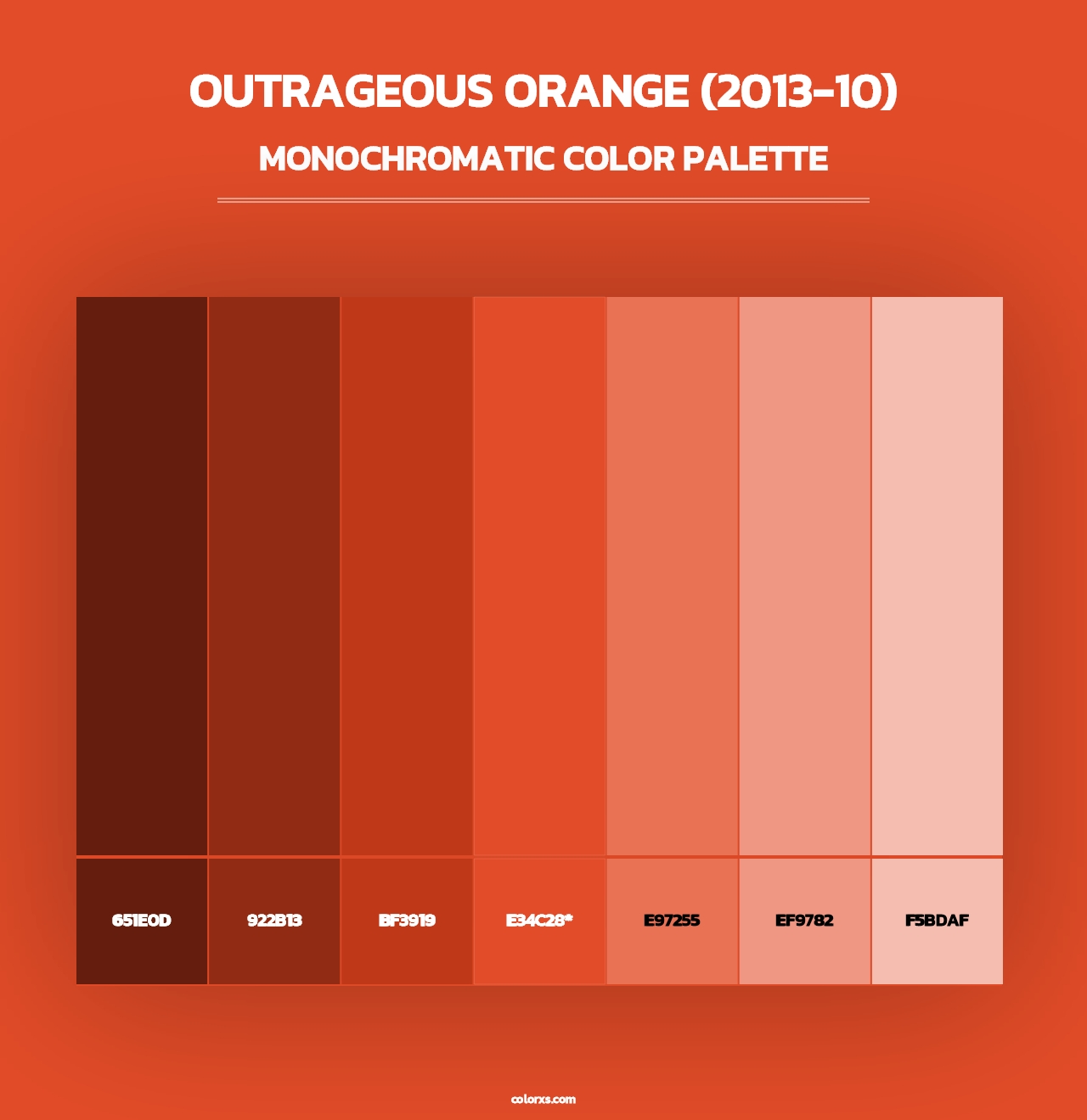 Outrageous Orange (2013-10) - Monochromatic Color Palette
