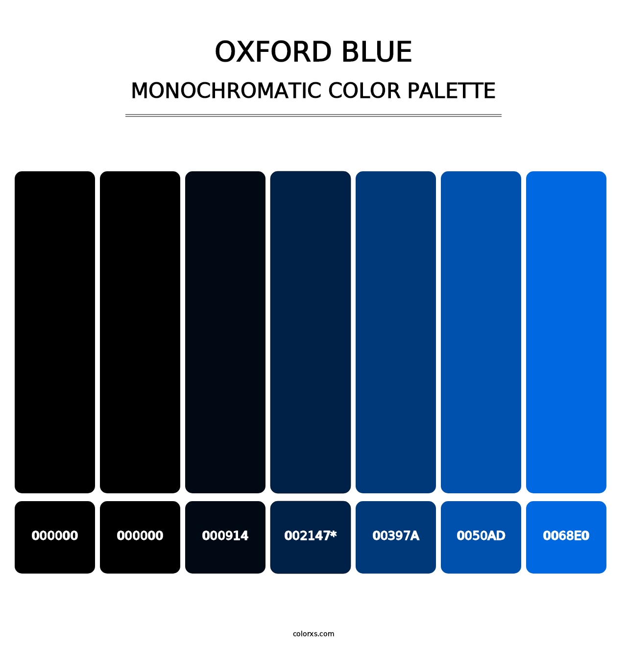 Oxford Blue - Monochromatic Color Palette