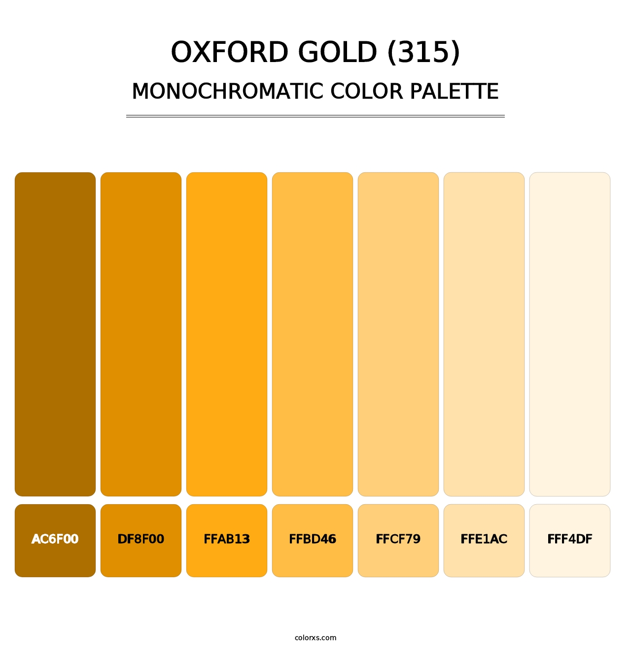 Oxford Gold (315) - Monochromatic Color Palette
