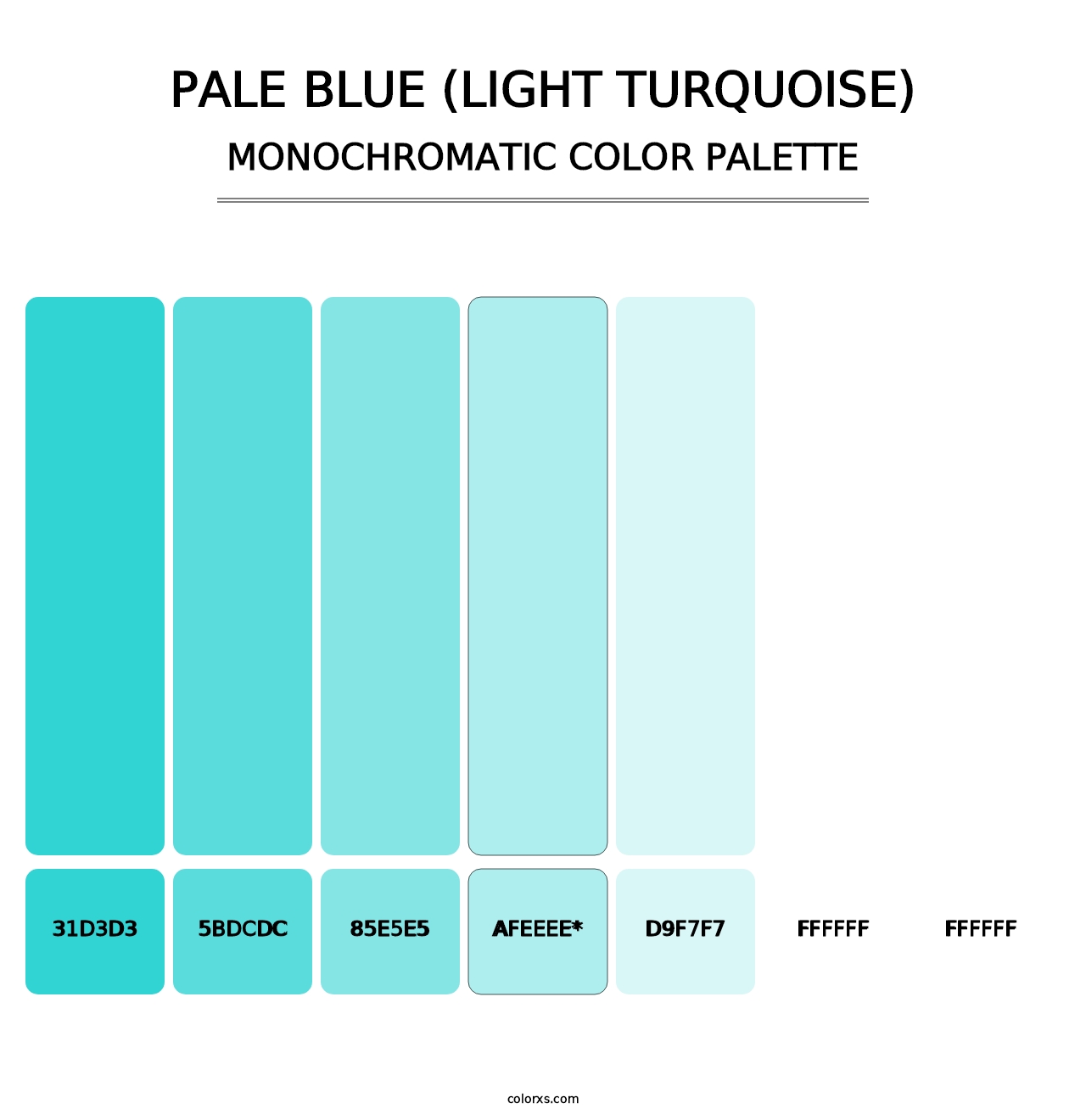 Pale Blue (Light Turquoise) - Monochromatic Color Palette