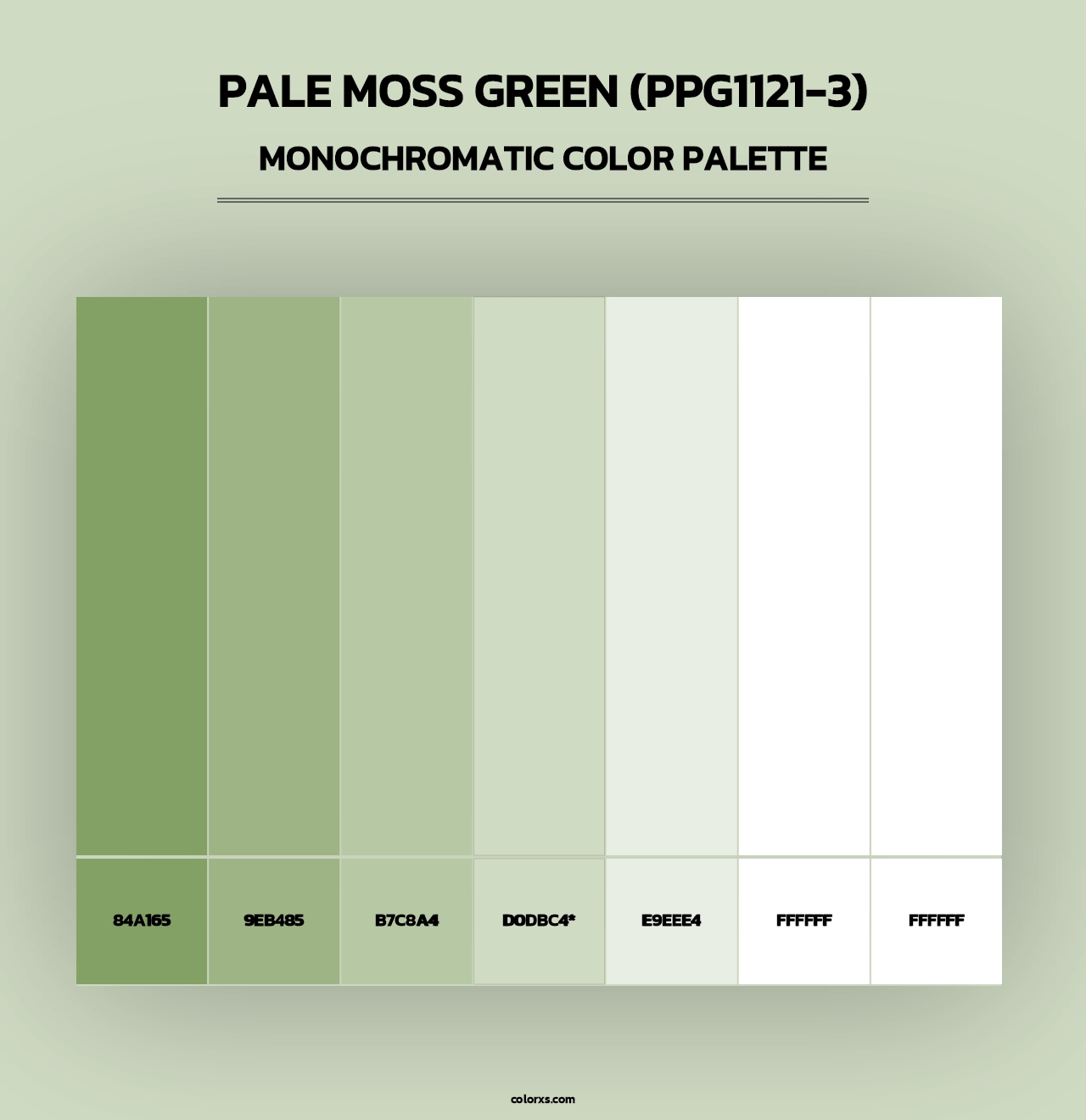 Pale Moss Green (PPG1121-3) - Monochromatic Color Palette