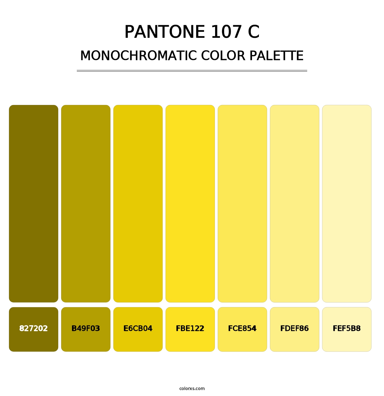 PANTONE 107 C - Monochromatic Color Palette
