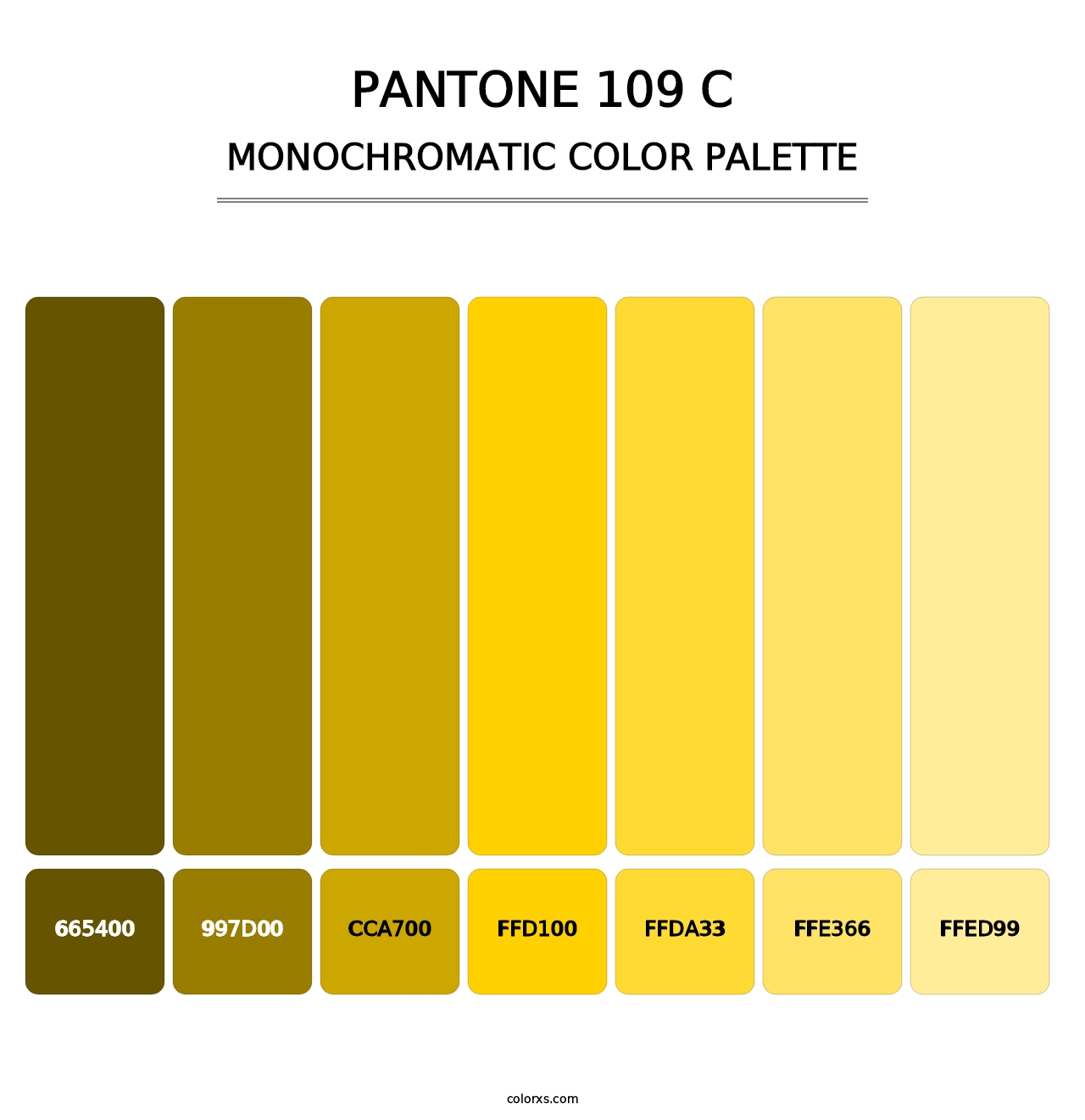 PANTONE 109 C - Monochromatic Color Palette