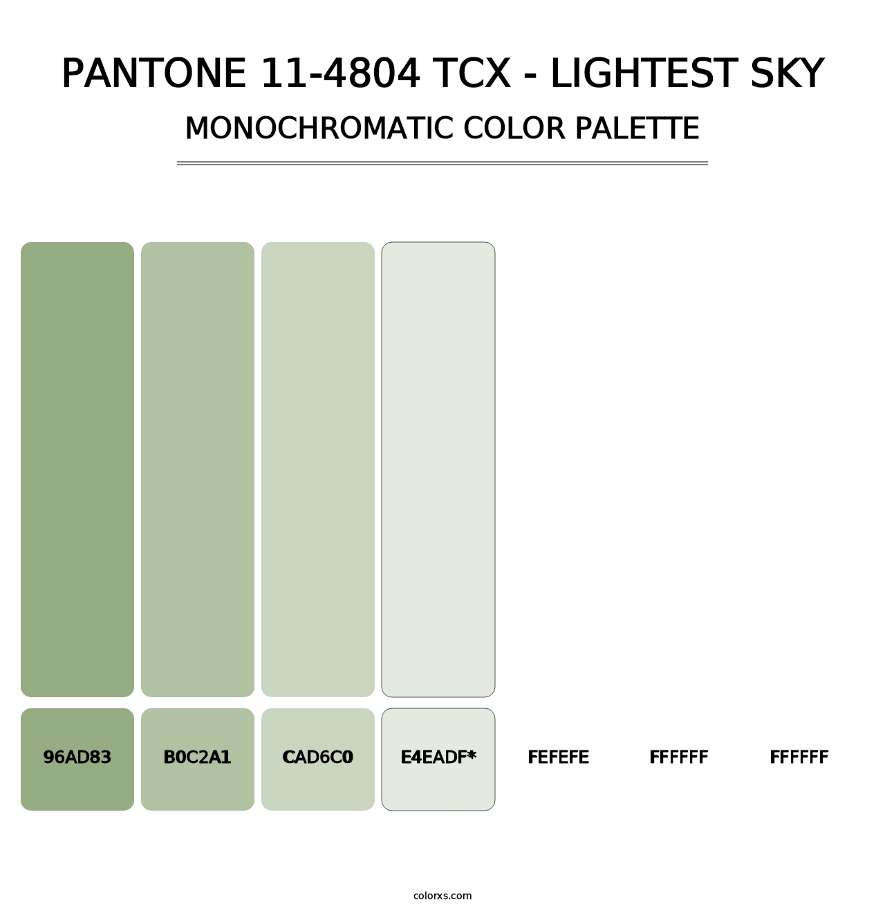 PANTONE 11-4804 TCX - Lightest Sky - Monochromatic Color Palette
