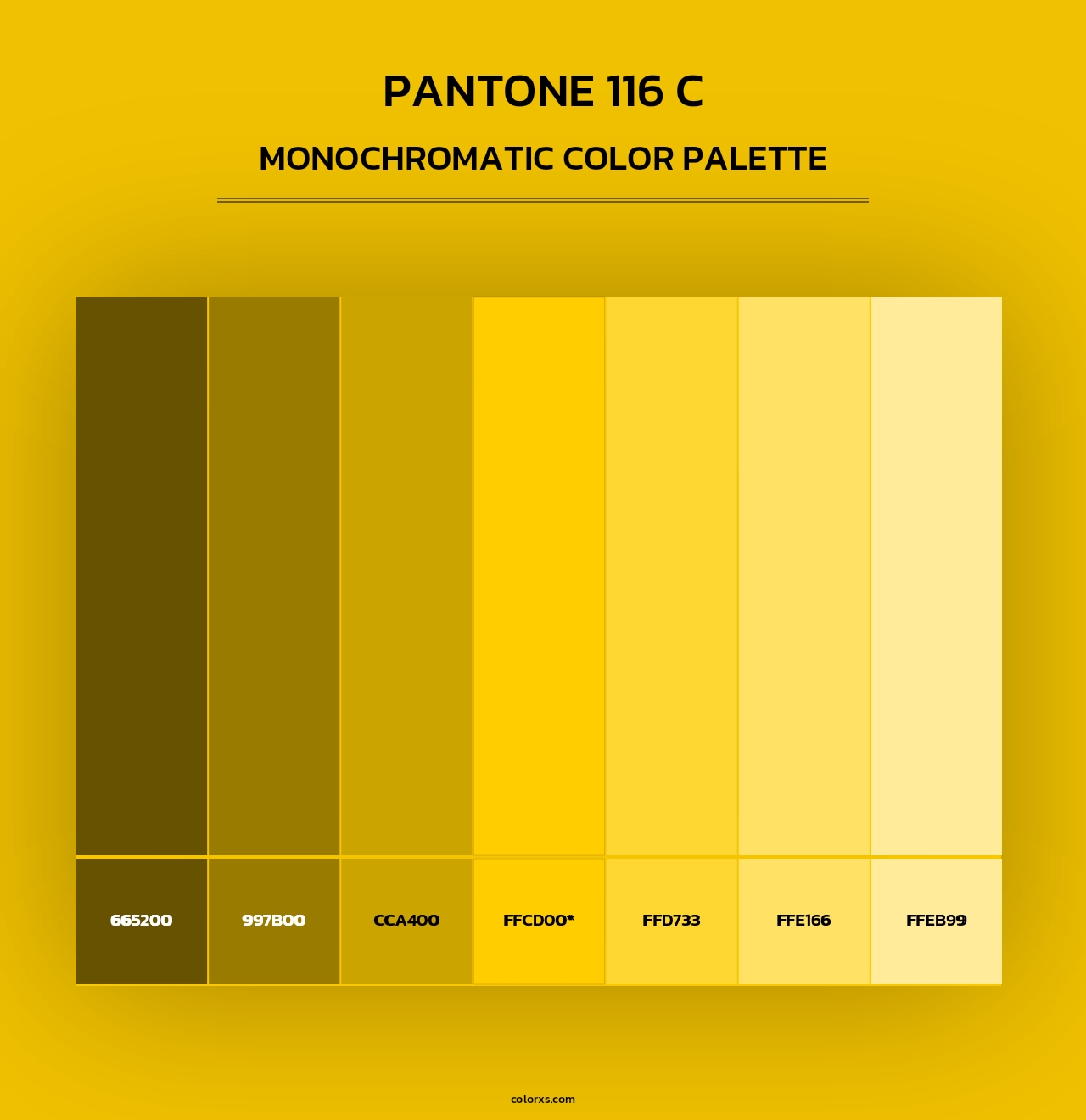 PANTONE 116 C - Monochromatic Color Palette
