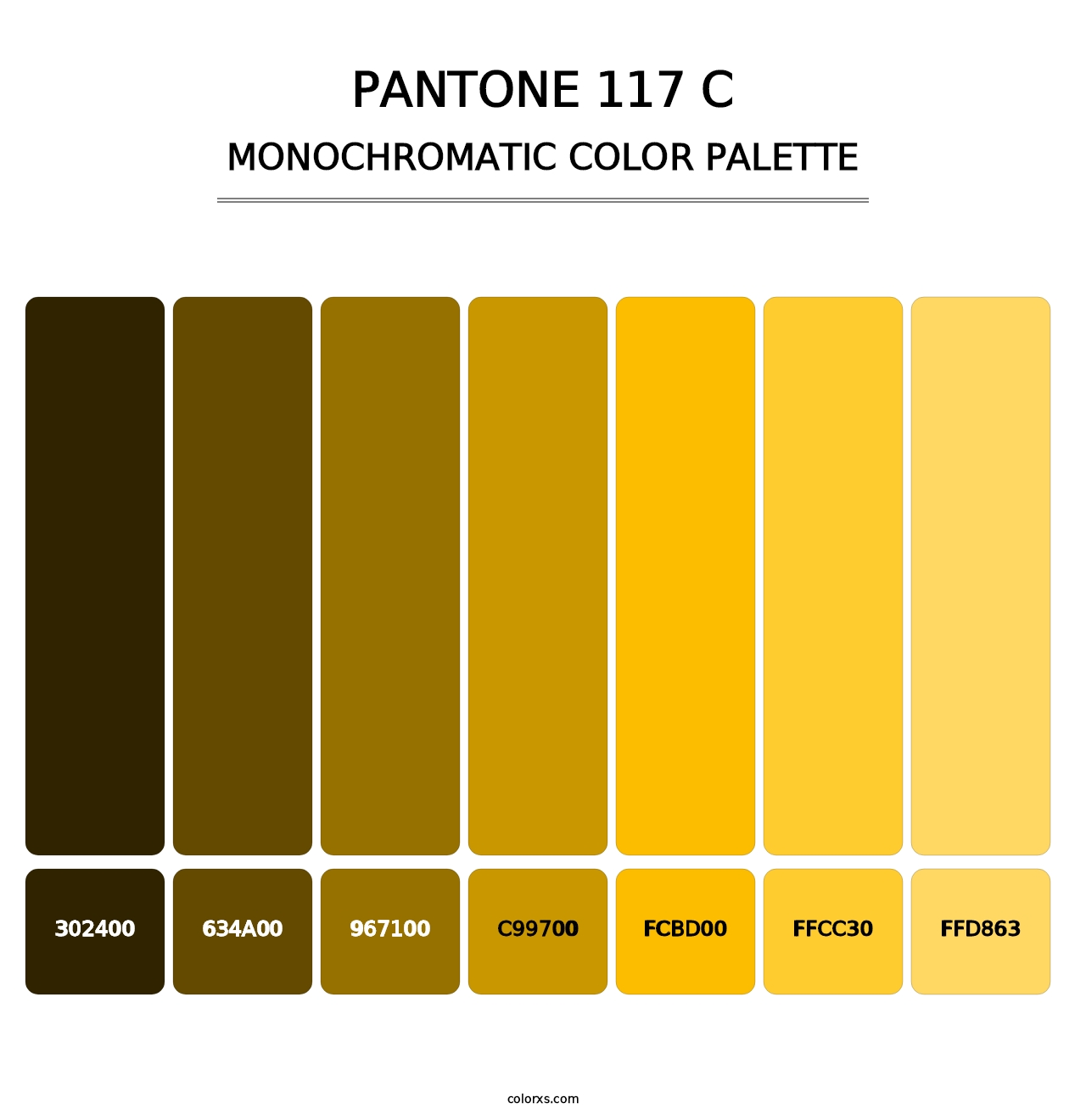 PANTONE 117 C - Monochromatic Color Palette