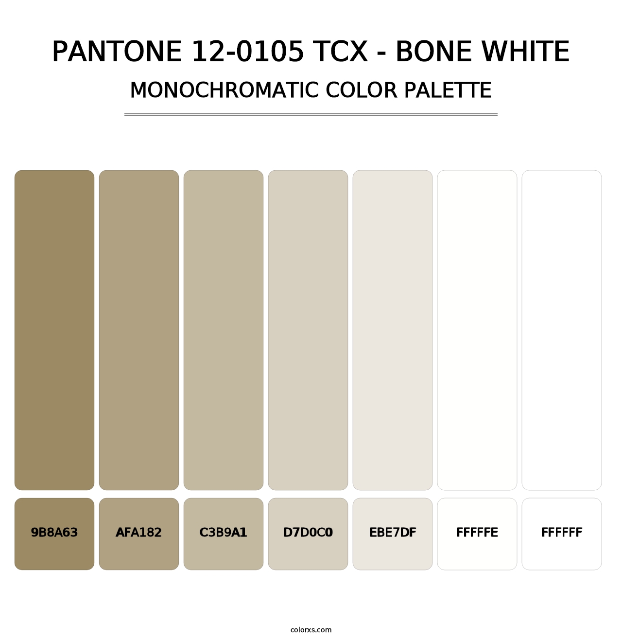 PANTONE 12-0105 TCX - Bone White - Monochromatic Color Palette