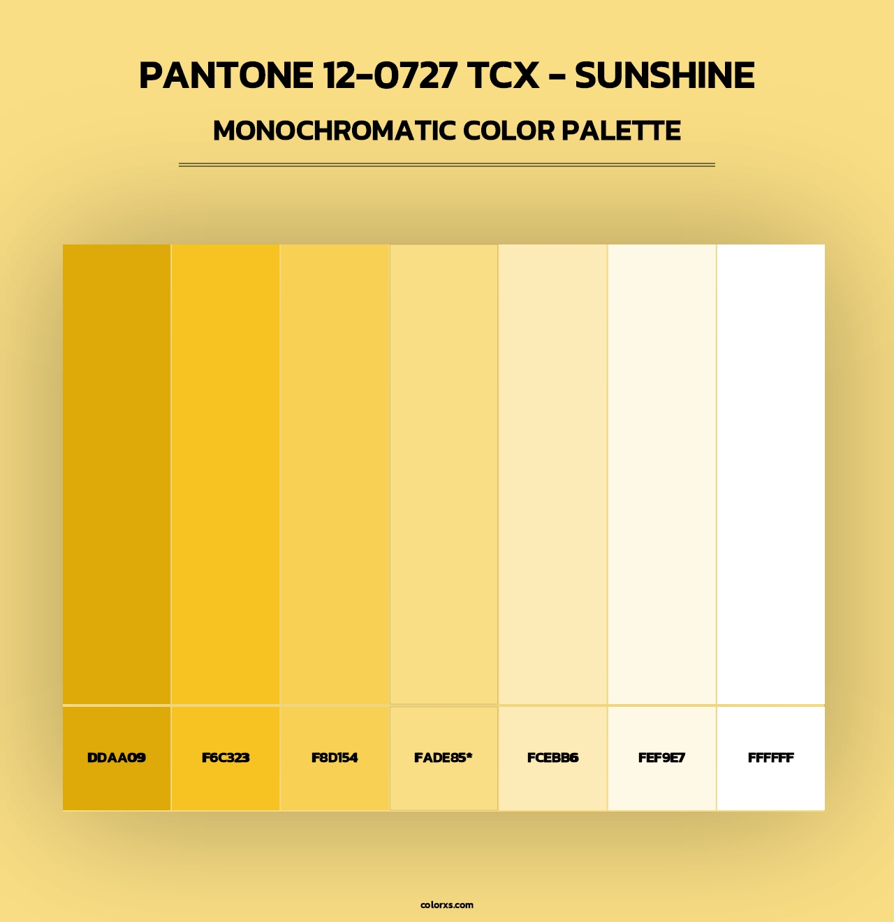 PANTONE 12-0727 TCX - Sunshine - Monochromatic Color Palette