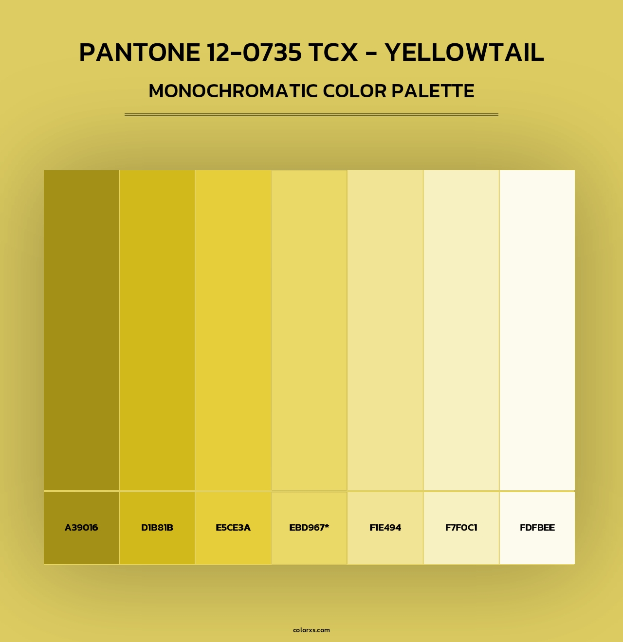PANTONE 12-0735 TCX - Yellowtail - Monochromatic Color Palette