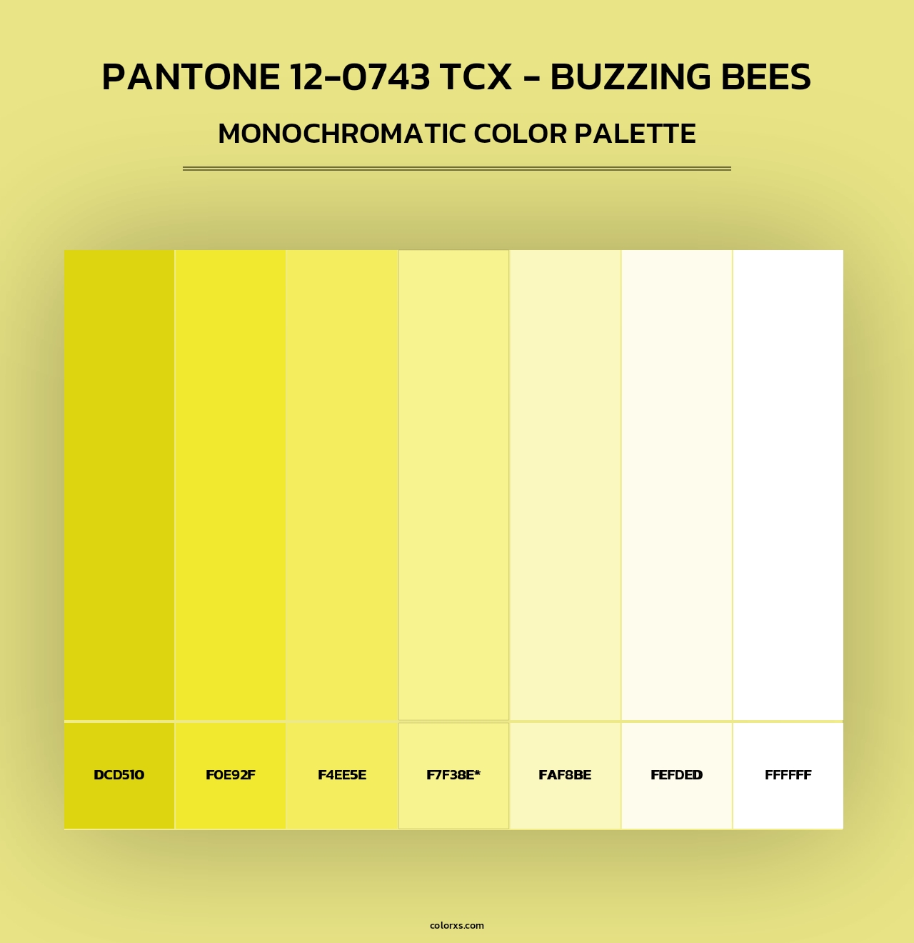 PANTONE 12-0743 TCX - Buzzing Bees - Monochromatic Color Palette