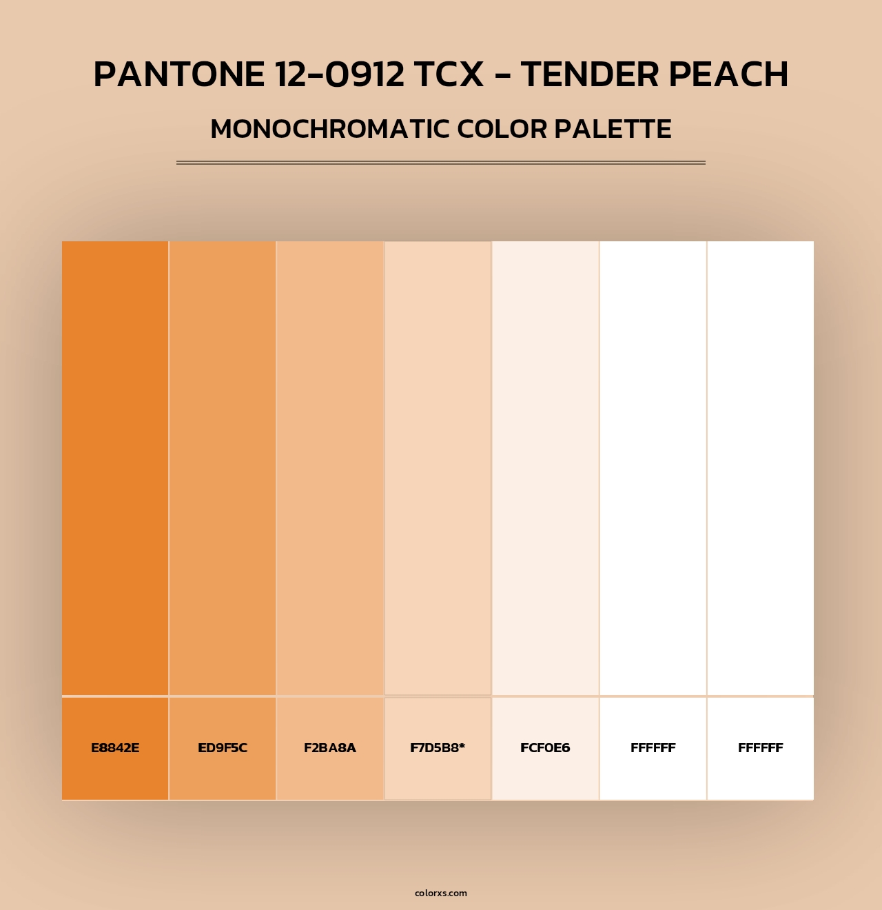 PANTONE 12-0912 TCX - Tender Peach - Monochromatic Color Palette