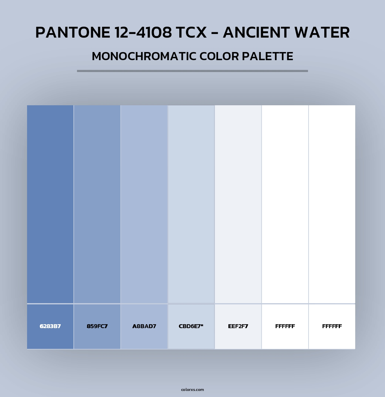PANTONE 12-4108 TCX - Ancient Water - Monochromatic Color Palette