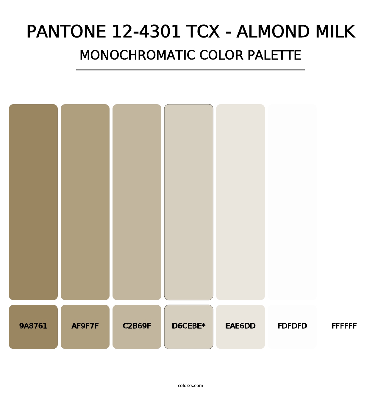 PANTONE 12-4301 TCX - Almond Milk - Monochromatic Color Palette