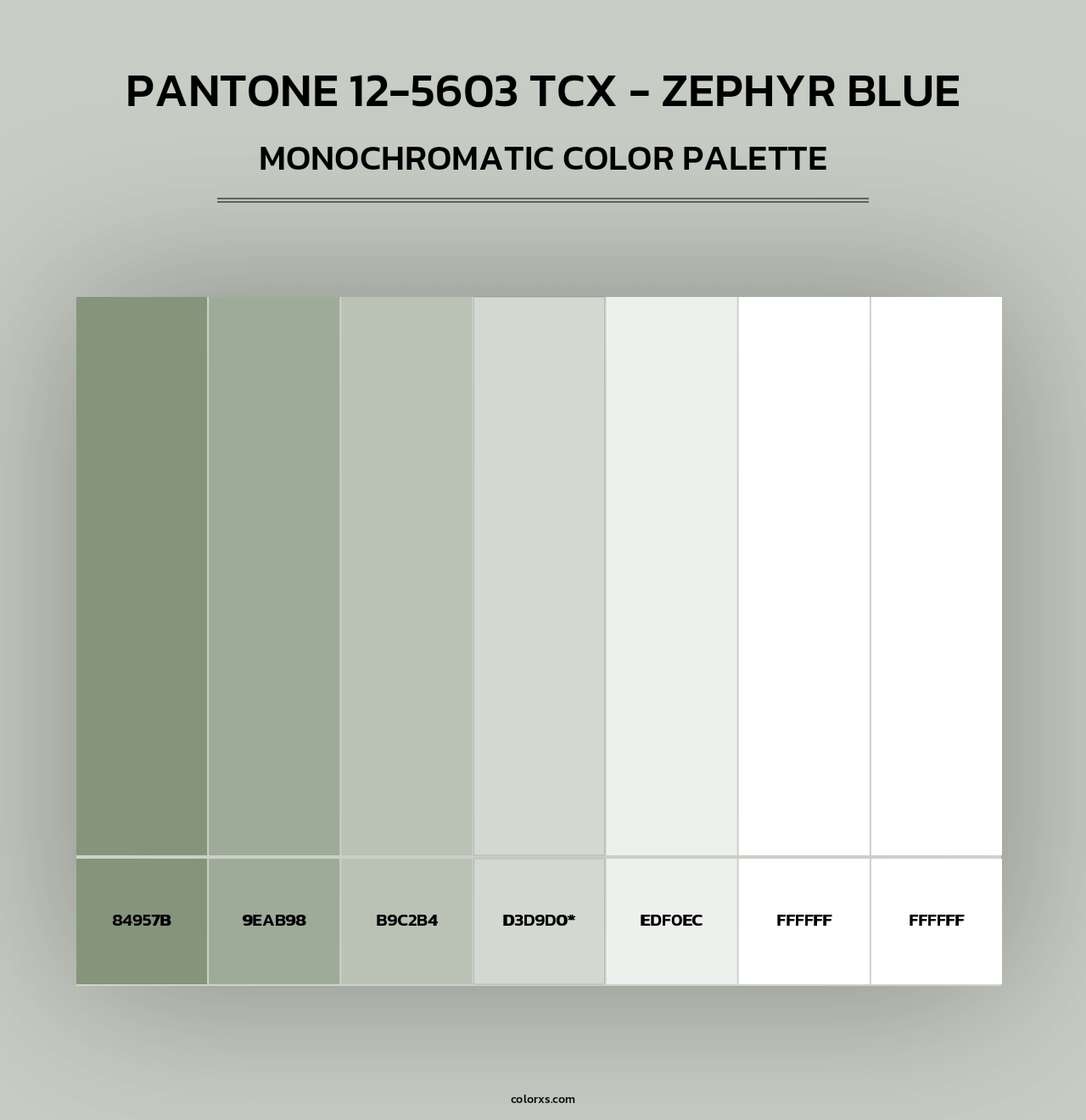 PANTONE 12-5603 TCX - Zephyr Blue - Monochromatic Color Palette