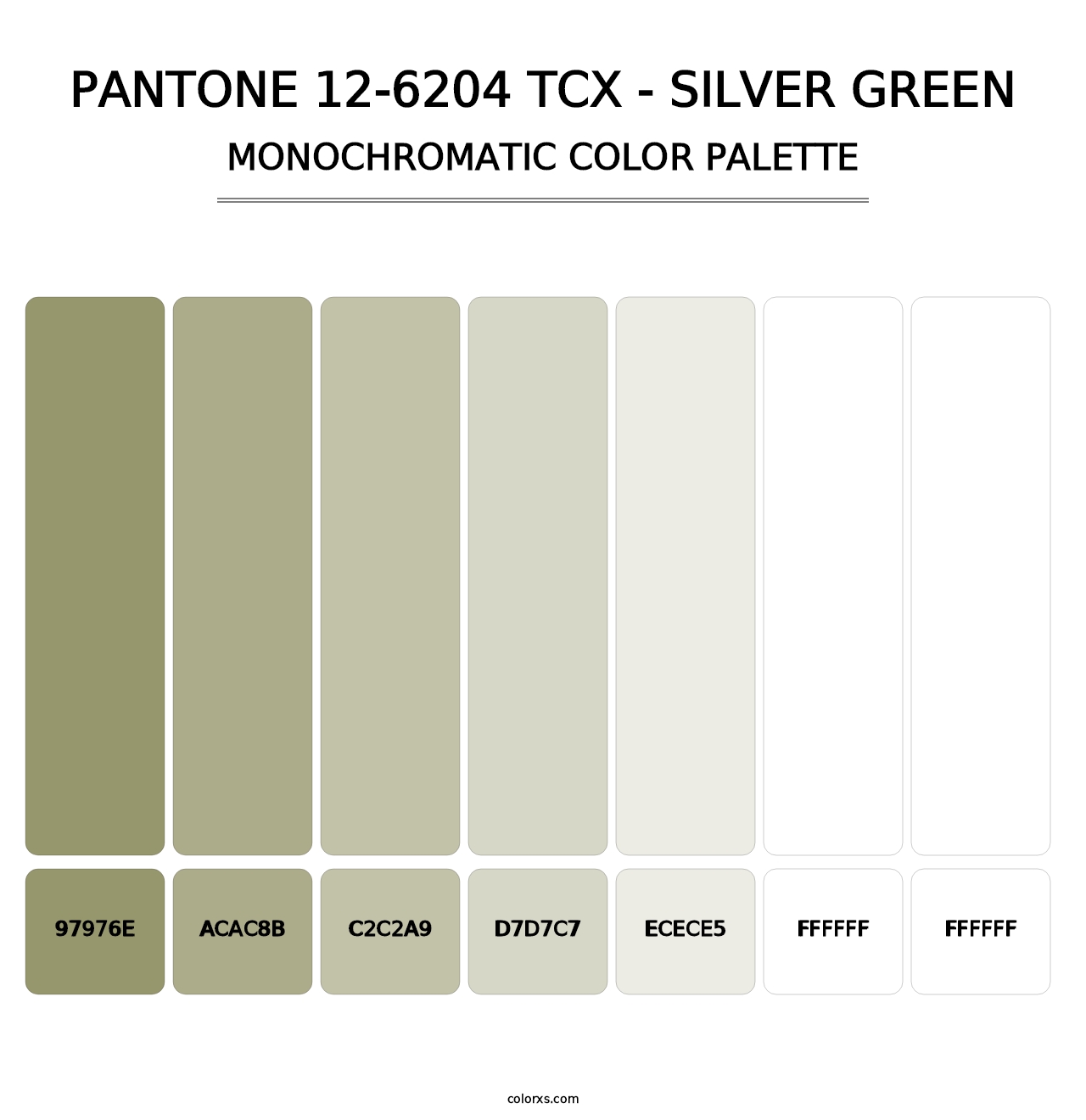 PANTONE 12-6204 TCX - Silver Green - Monochromatic Color Palette