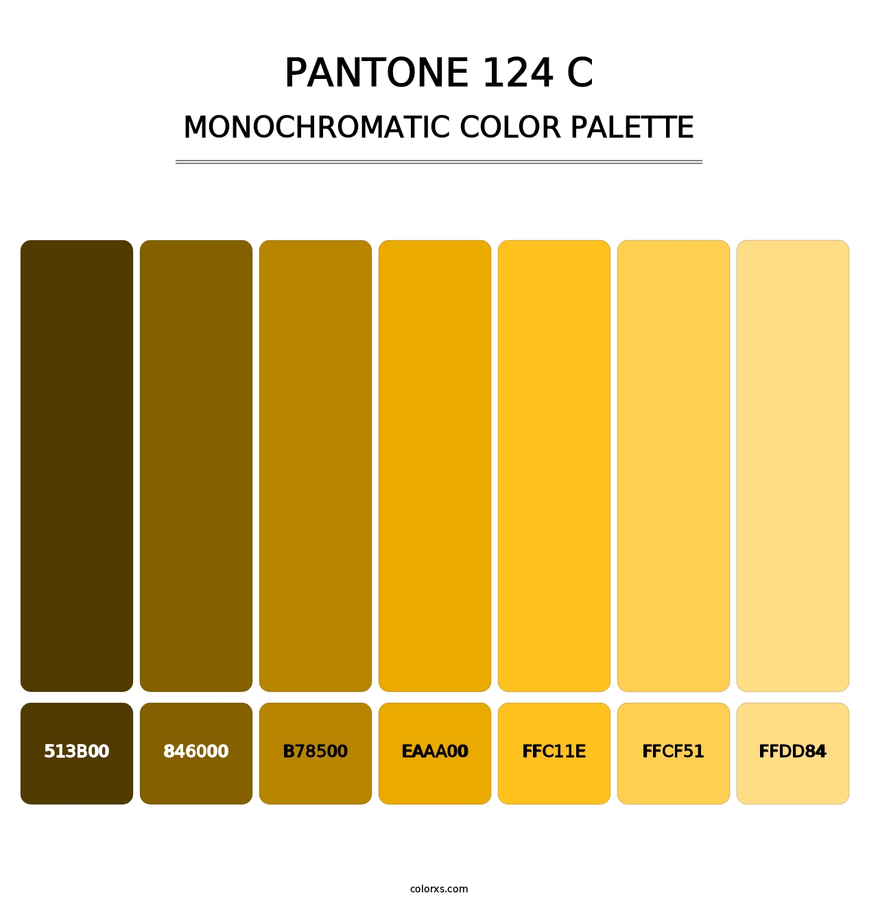 PANTONE 124 C - Monochromatic Color Palette