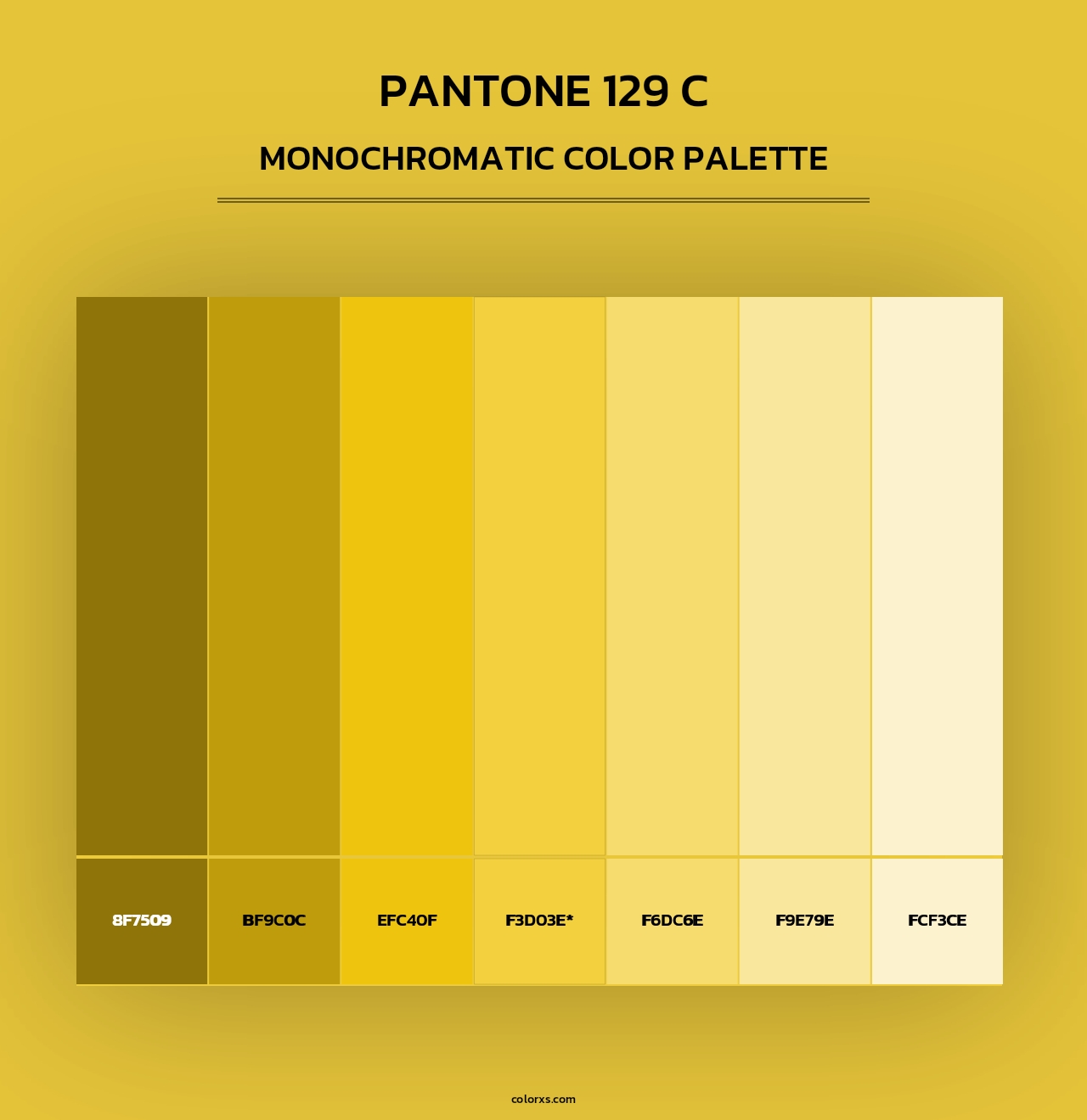PANTONE 129 C - Monochromatic Color Palette