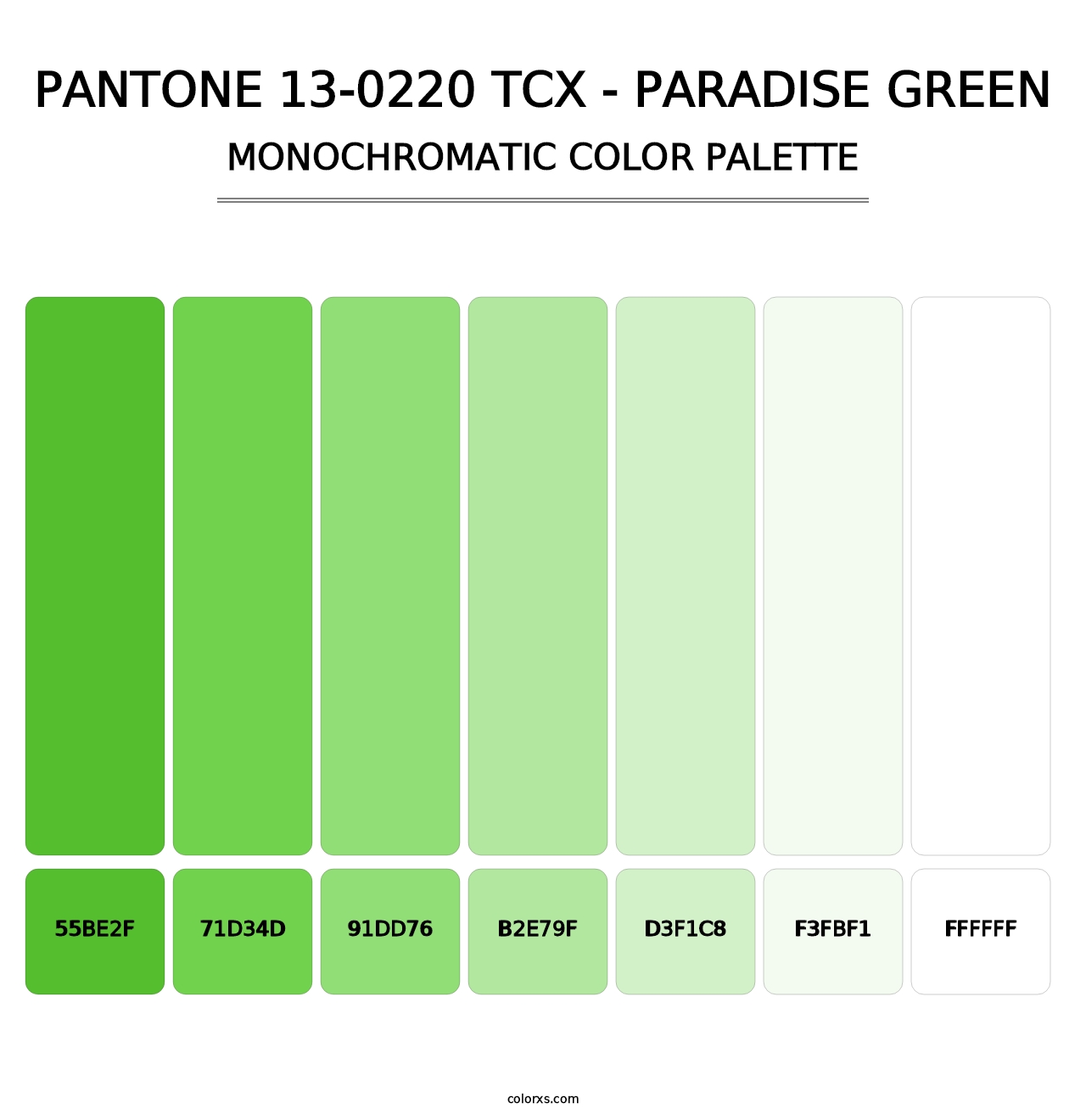 PANTONE 13-0220 TCX - Paradise Green - Monochromatic Color Palette