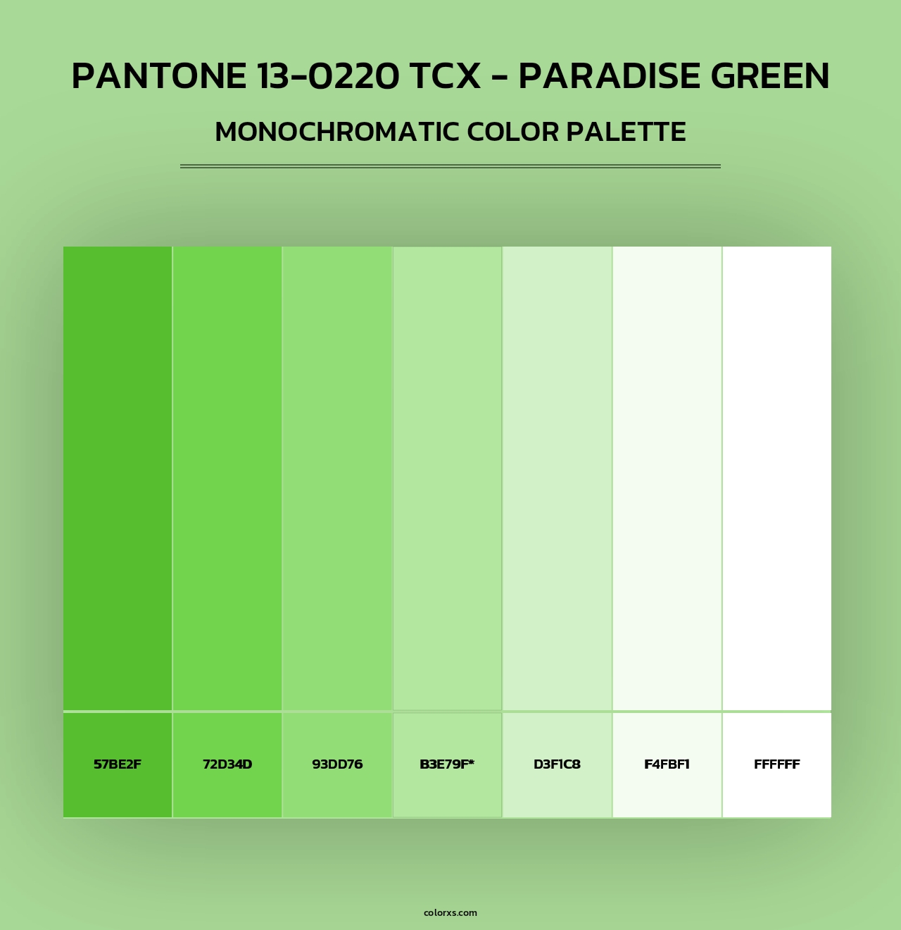 PANTONE 13-0220 TCX - Paradise Green - Monochromatic Color Palette