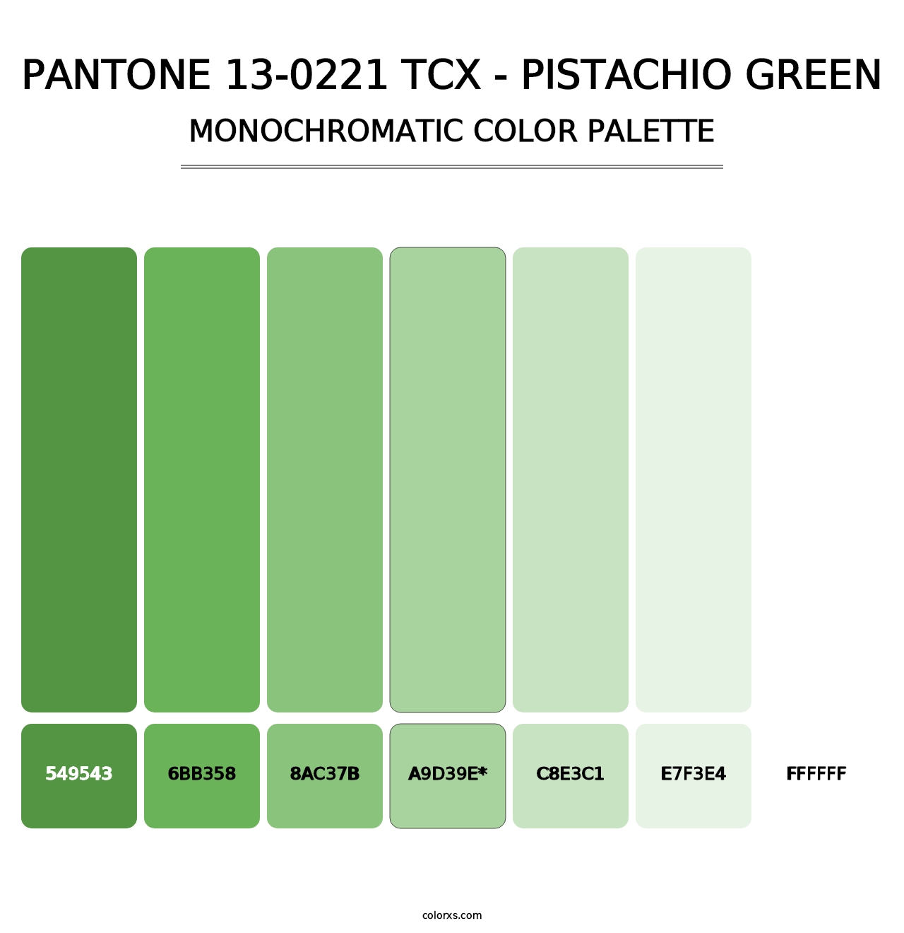 PANTONE 13-0221 TCX - Pistachio Green - Monochromatic Color Palette