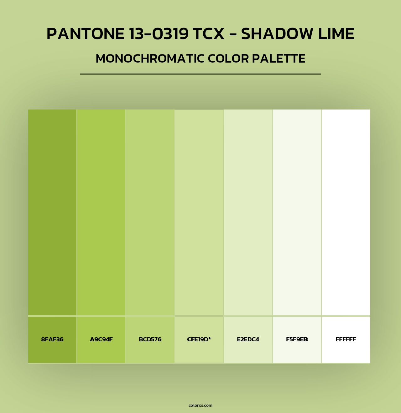 PANTONE 13-0319 TCX - Shadow Lime - Monochromatic Color Palette