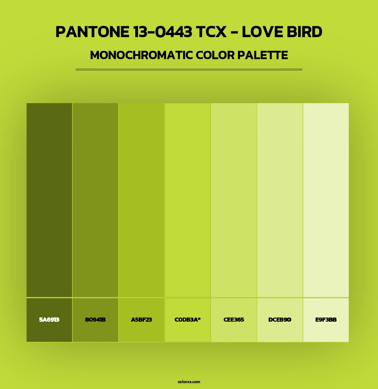 PANTONE 13-0443 TCX - Love Bird - Monochromatic Color Palette