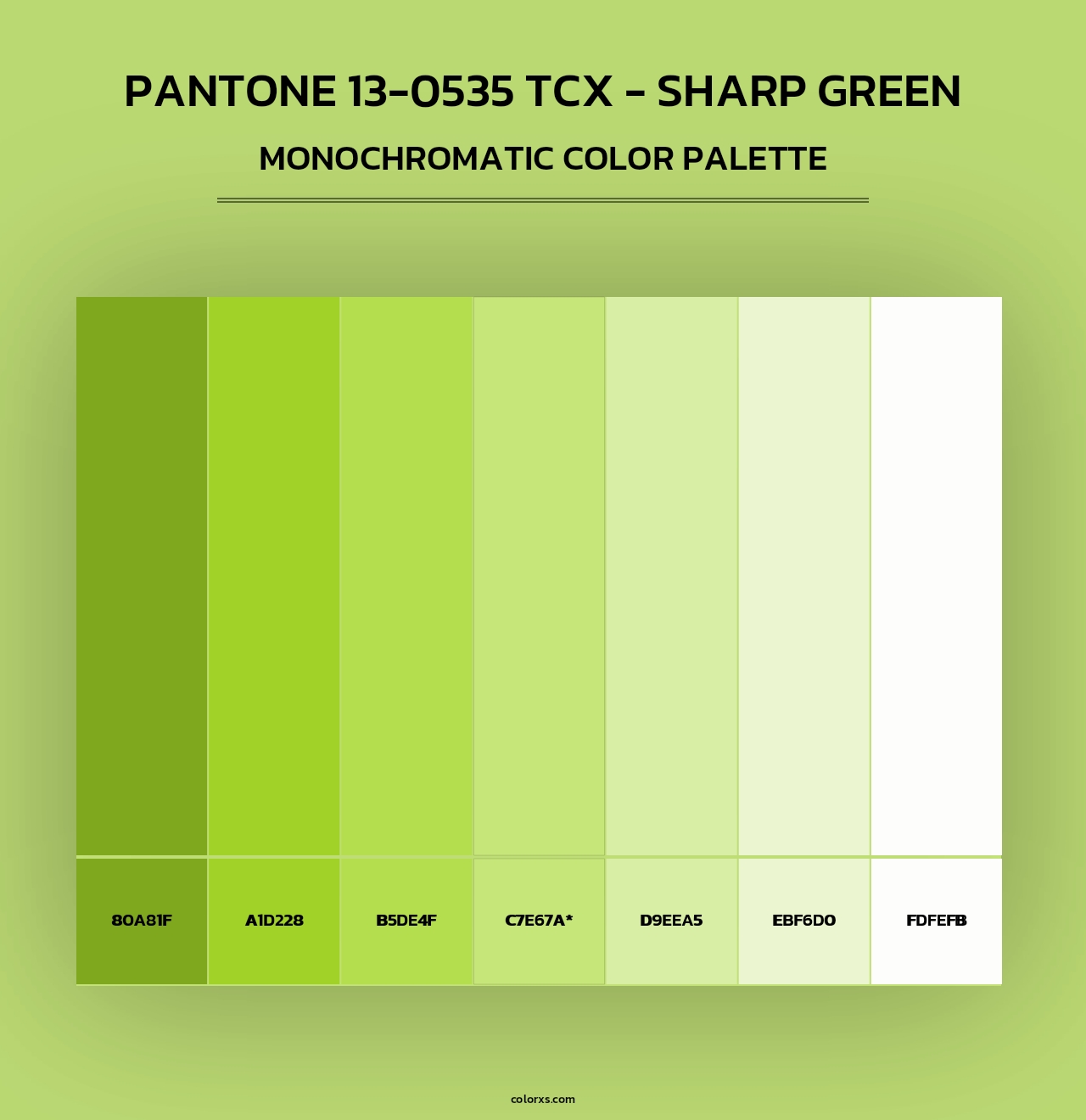 PANTONE 13-0535 TCX - Sharp Green - Monochromatic Color Palette