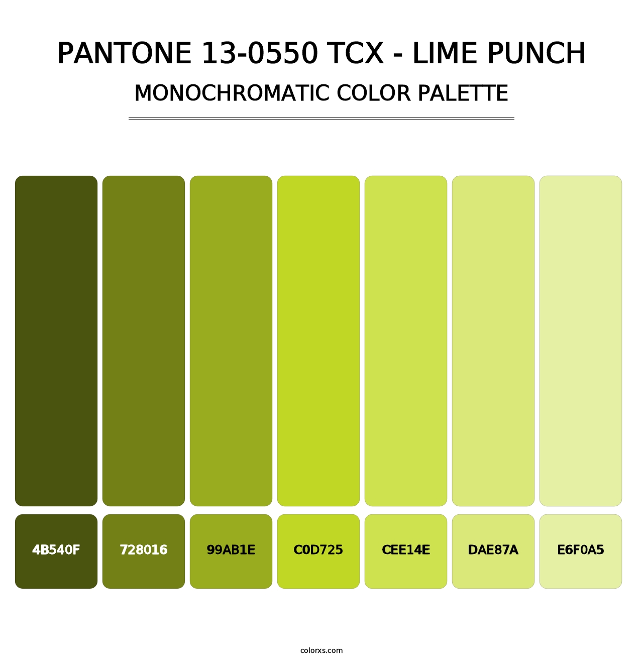 PANTONE 13-0550 TCX - Lime Punch - Monochromatic Color Palette