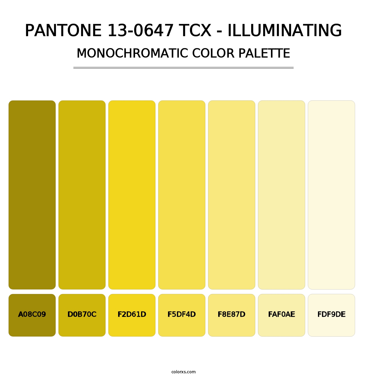 PANTONE 13-0647 TCX - Illuminating - Monochromatic Color Palette