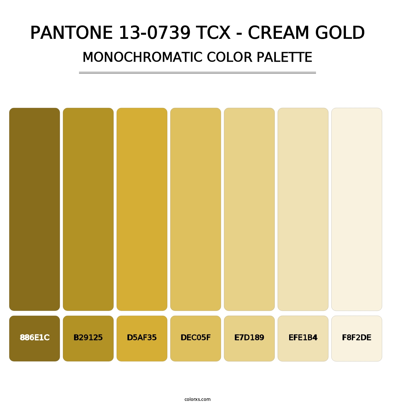 PANTONE 13-0739 TCX - Cream Gold - Monochromatic Color Palette
