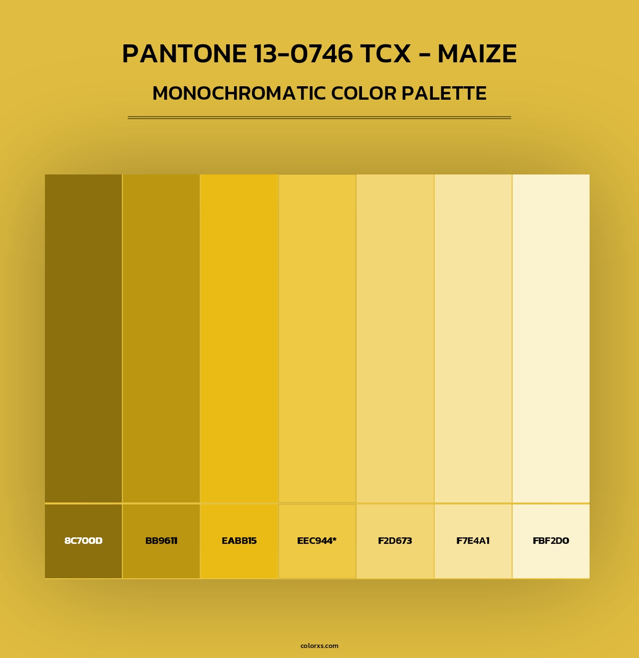 PANTONE 13-0746 TCX - Maize - Monochromatic Color Palette