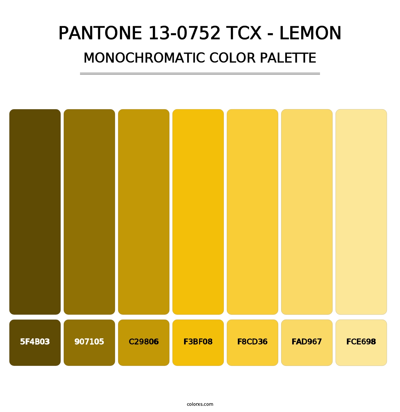 PANTONE 13-0752 TCX - Lemon - Monochromatic Color Palette