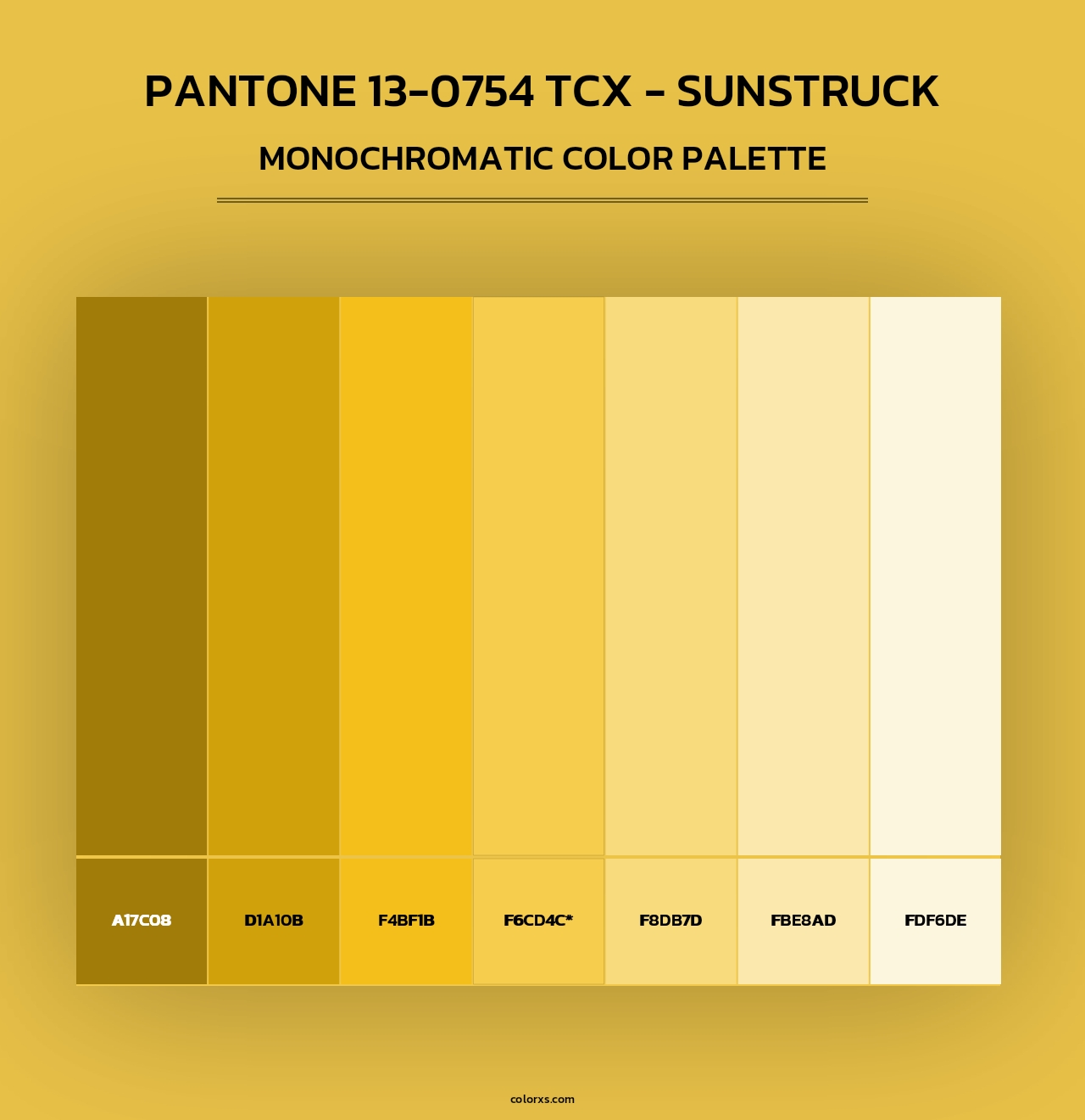 PANTONE 13-0754 TCX - Sunstruck - Monochromatic Color Palette