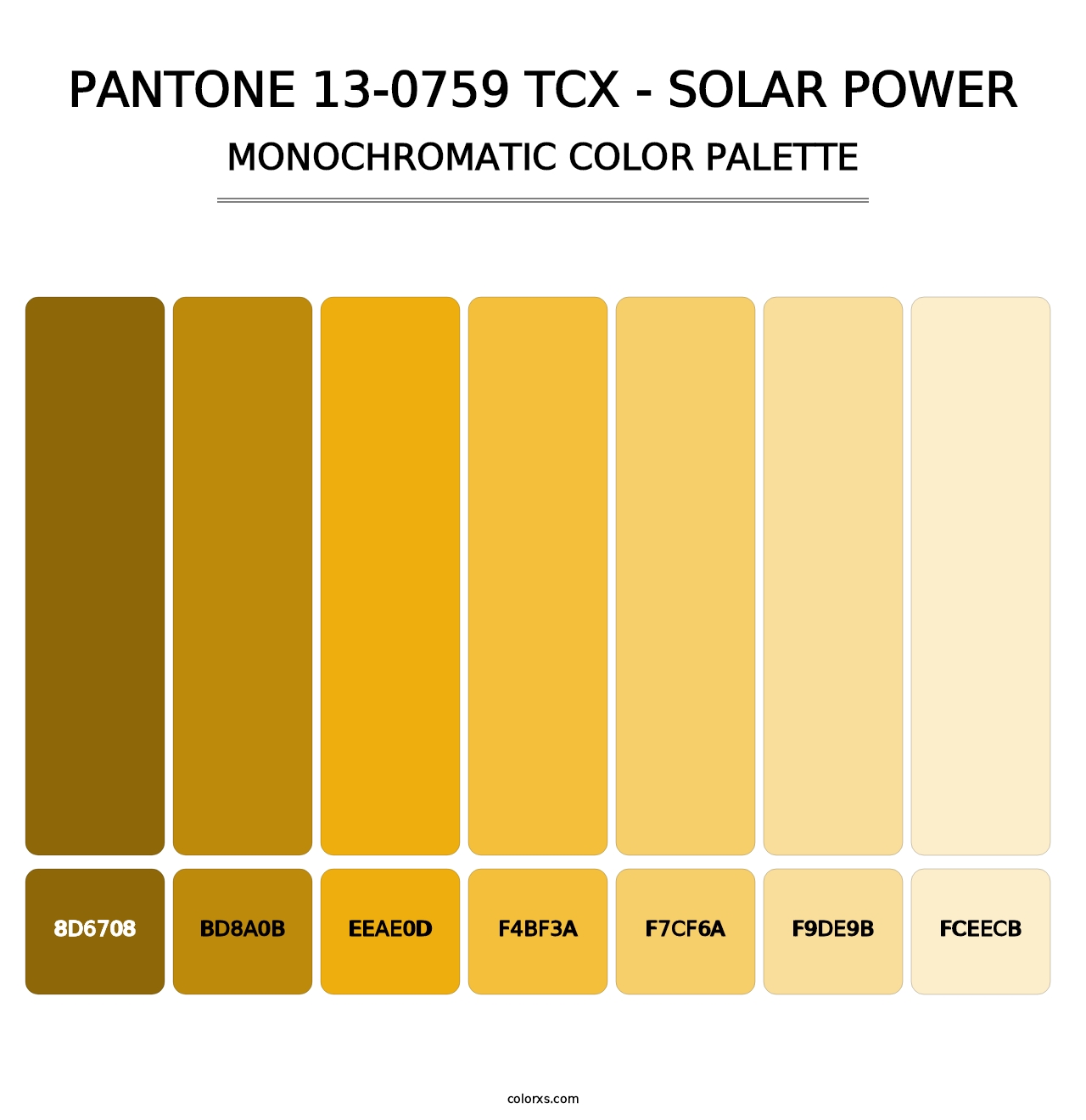 PANTONE 13-0759 TCX - Solar Power - Monochromatic Color Palette