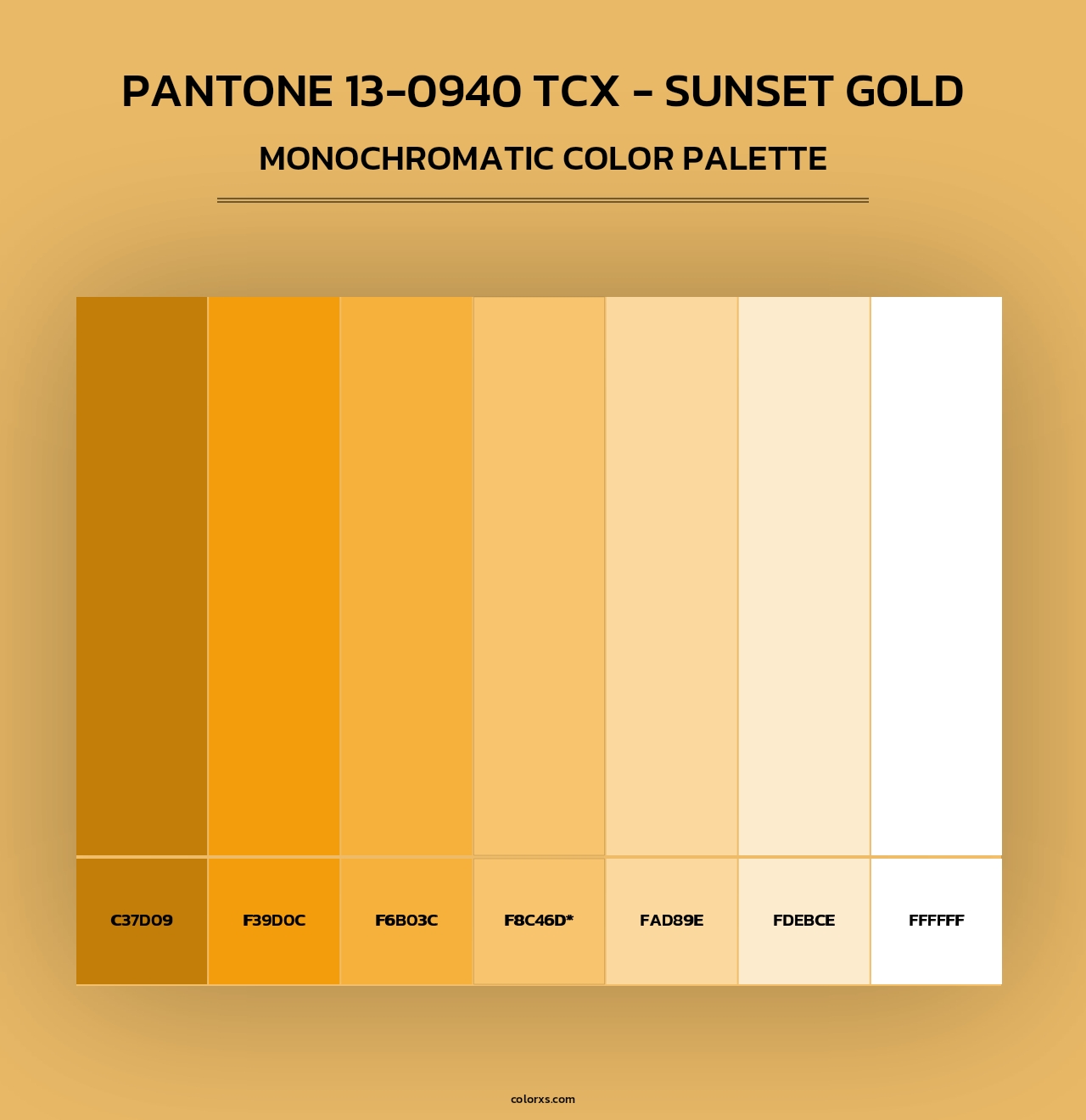 PANTONE 13-0940 TCX - Sunset Gold - Monochromatic Color Palette