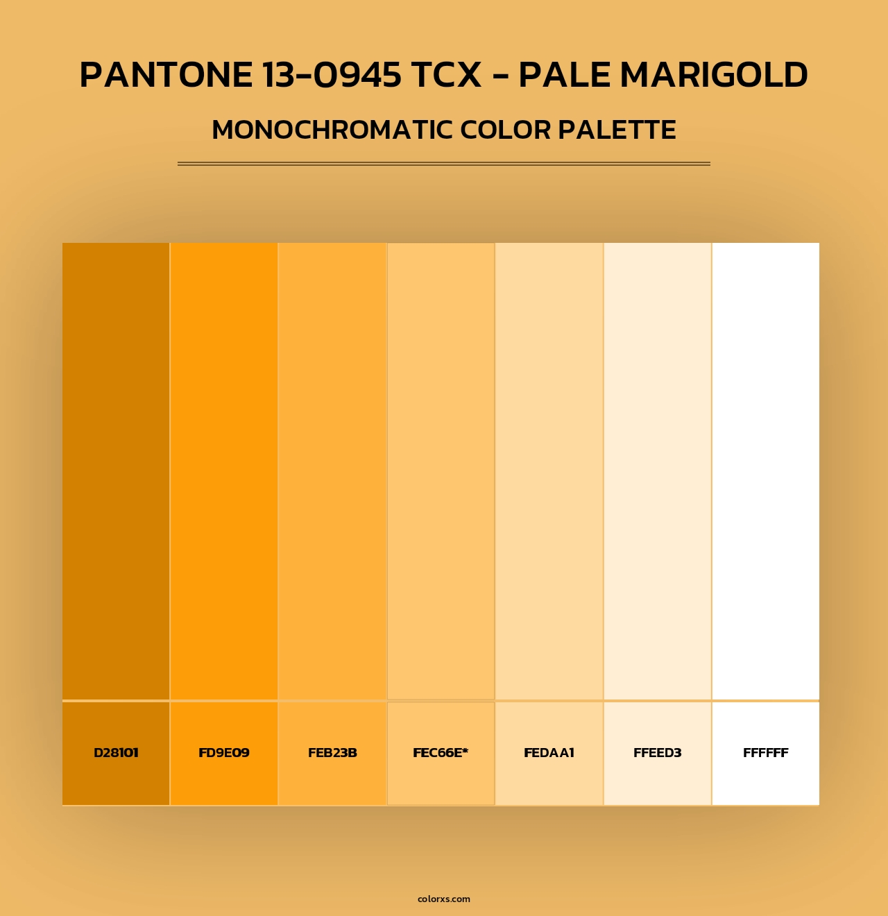 PANTONE 13-0945 TCX - Pale Marigold - Monochromatic Color Palette