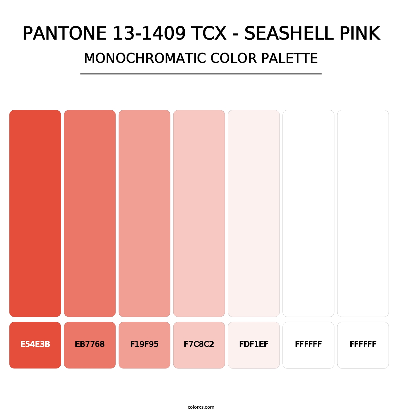 PANTONE 13-1409 TCX - Seashell Pink - Monochromatic Color Palette