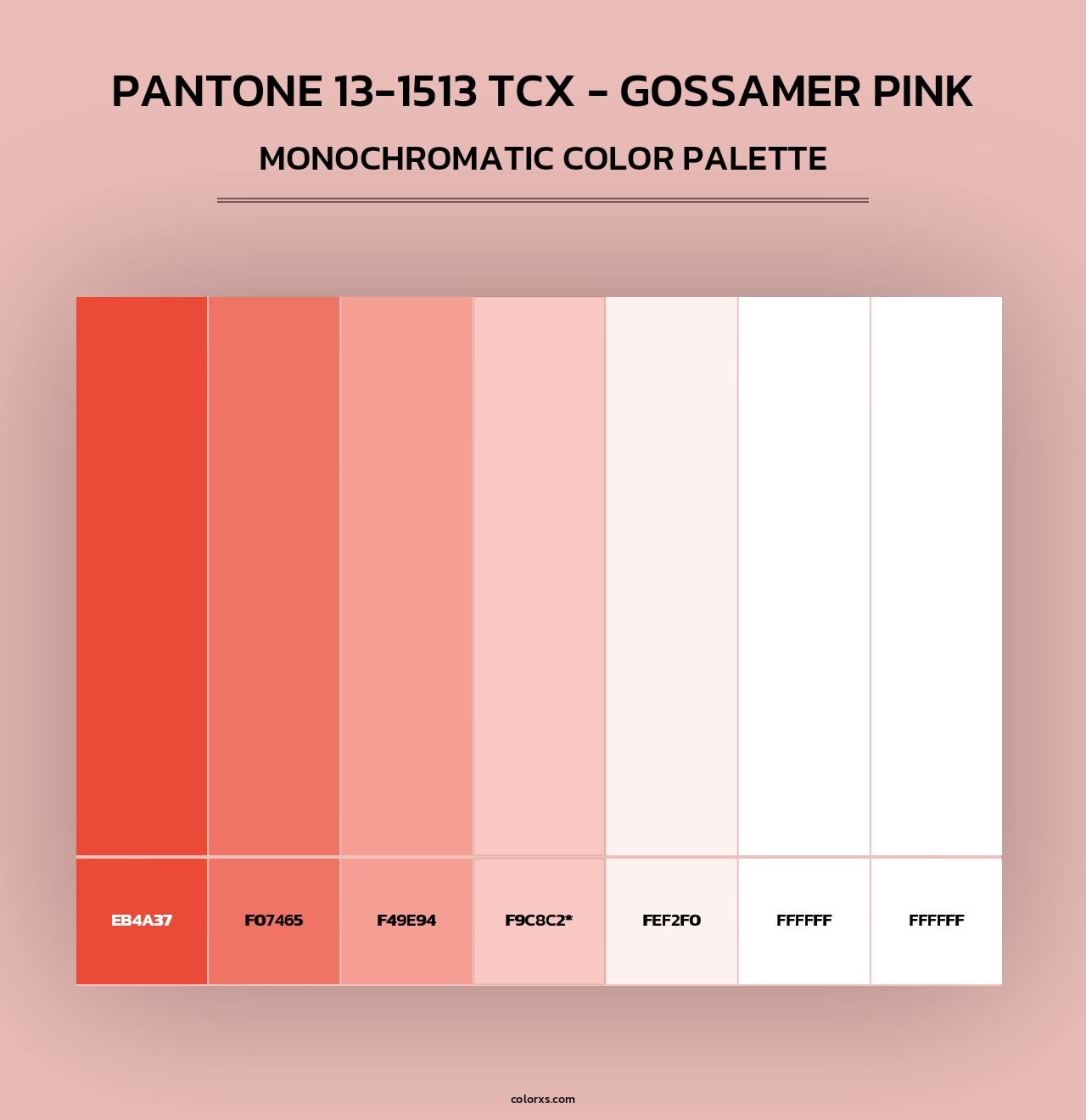 Pantone 13-1513 TCX - Gossamer Pink - Monochromatic Color Palette