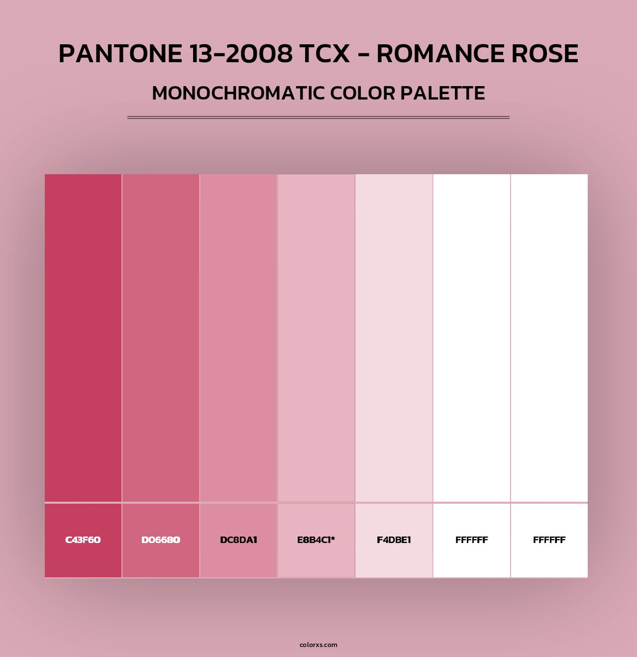 PANTONE 13-2008 TCX - Romance Rose - Monochromatic Color Palette