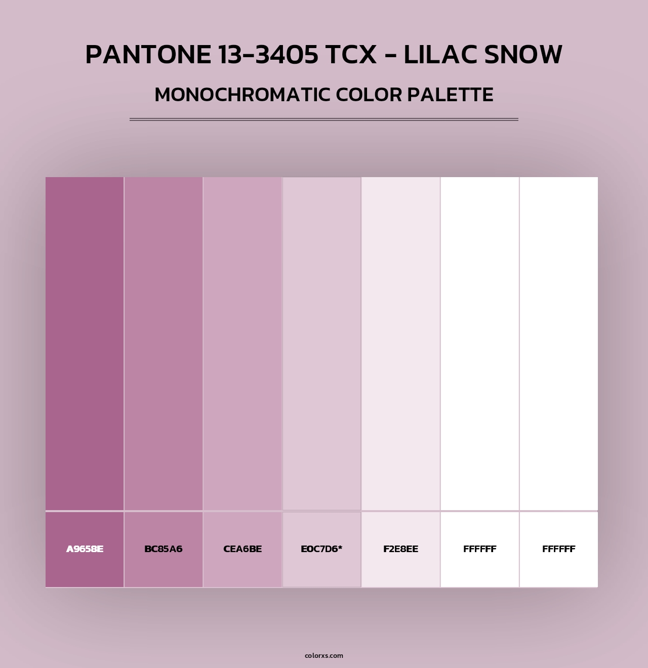 PANTONE 13-3405 TCX - Lilac Snow - Monochromatic Color Palette