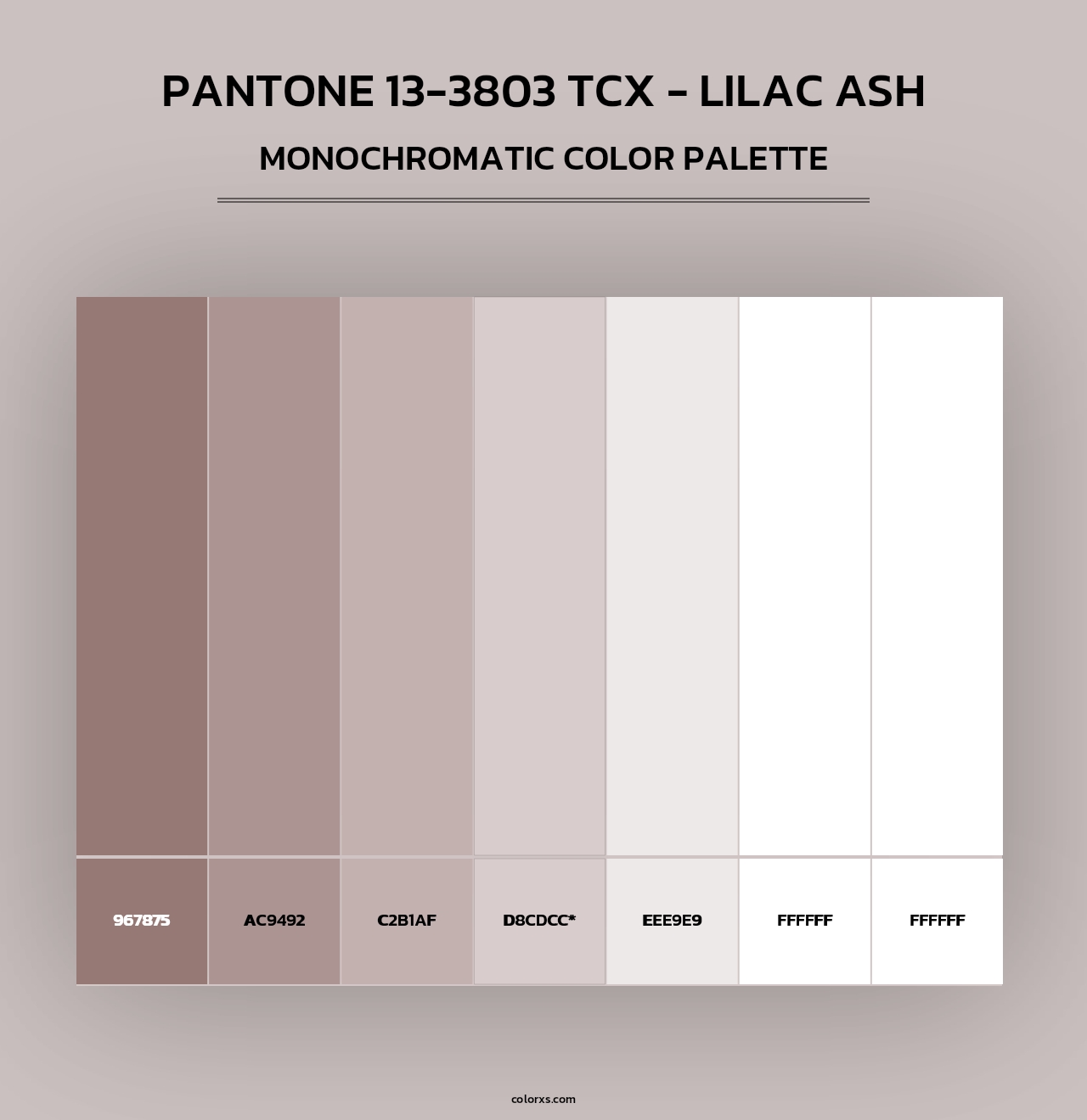 Pantone 13-3803 TCX - Lilac Ash - Monochromatic Color Palette
