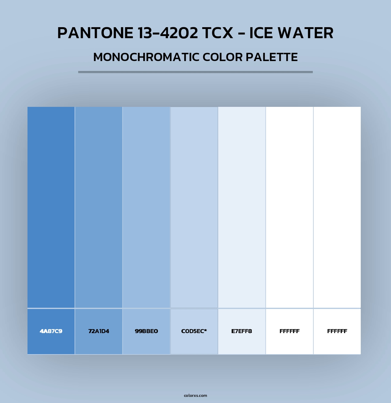 PANTONE 13-4202 TCX - Ice Water - Monochromatic Color Palette