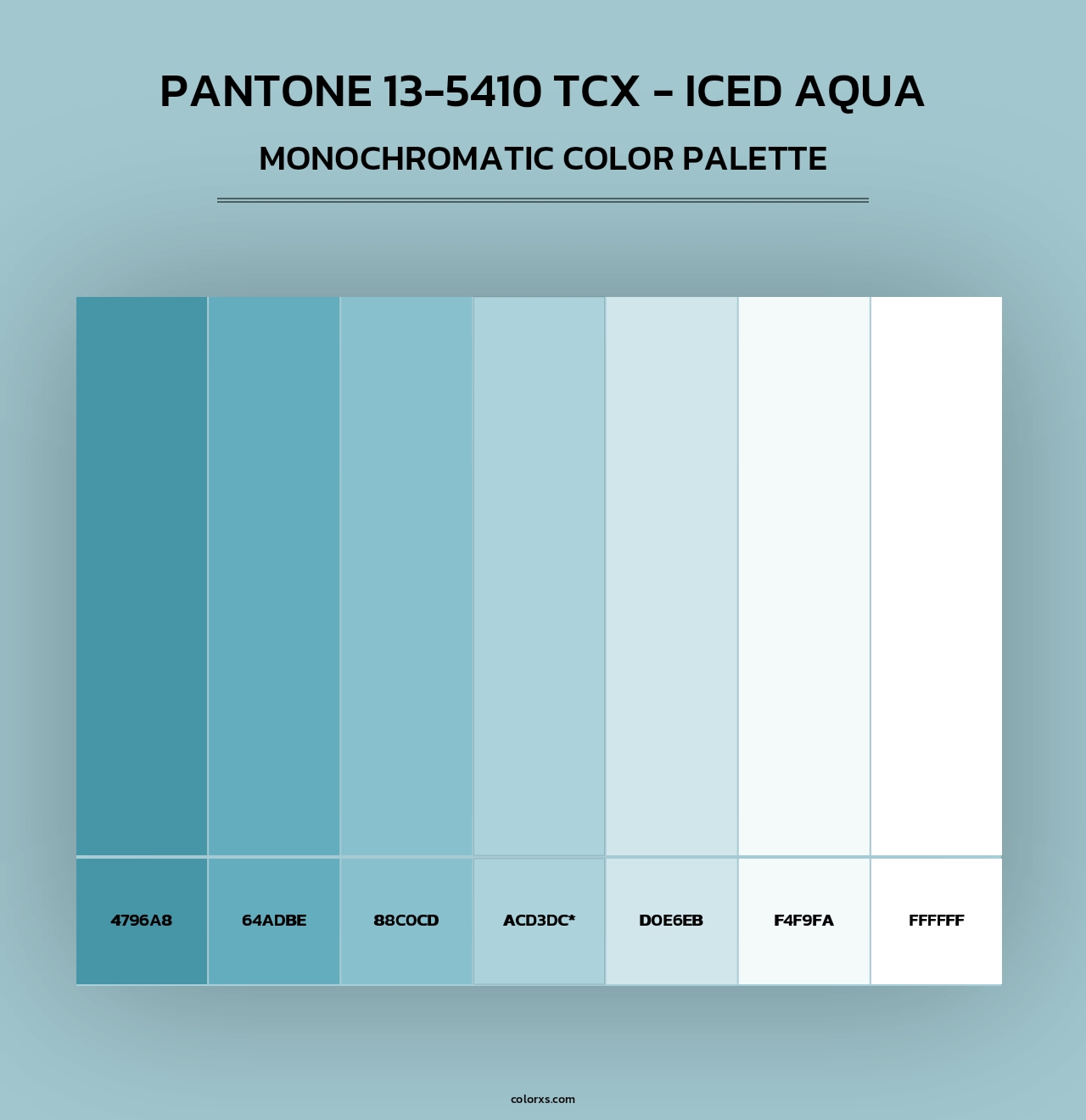 PANTONE 13-5410 TCX - Iced Aqua - Monochromatic Color Palette